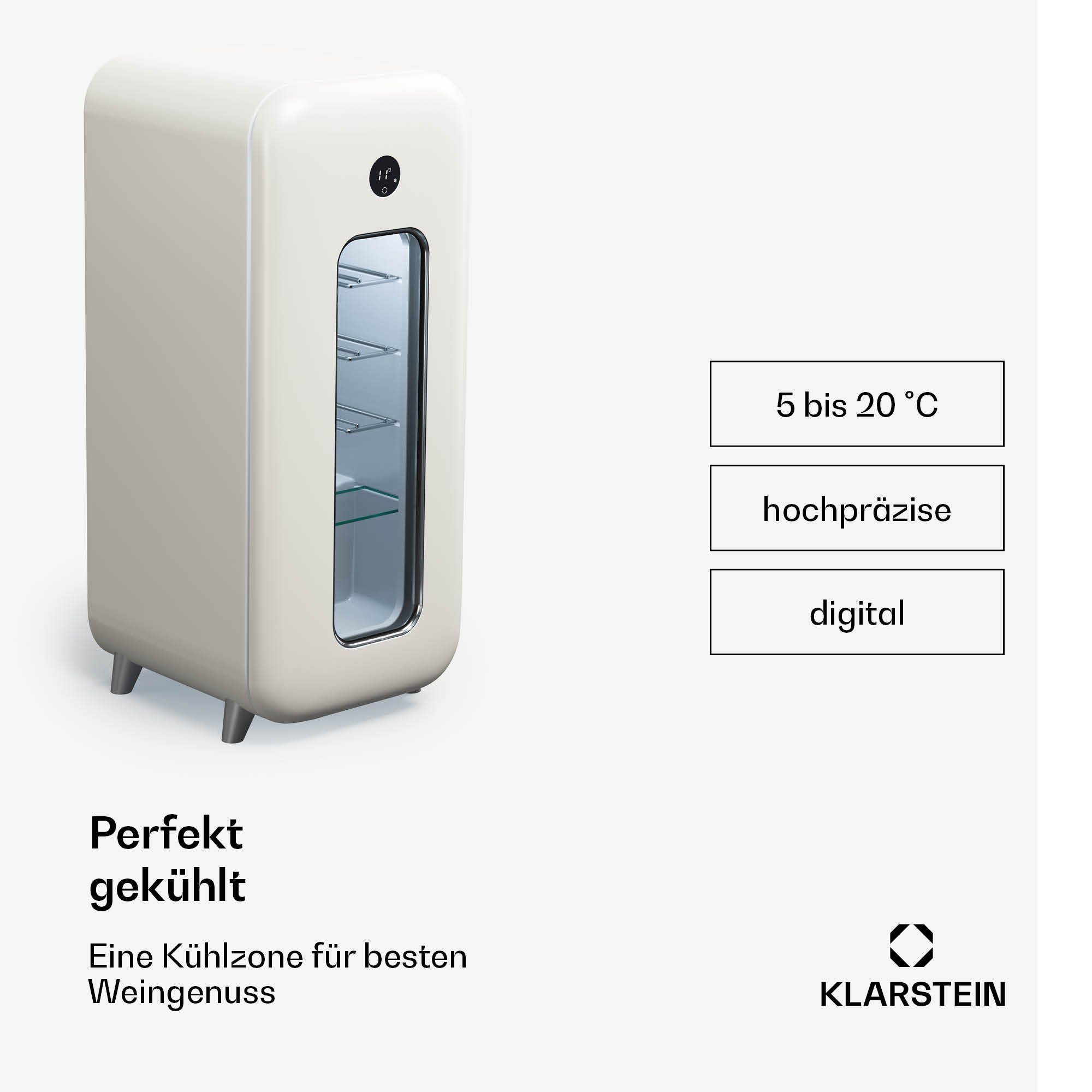 Klarstein Weinkühlschrank Shirley, für 15 Standardflaschen á 0,75l,Wein Flaschenkühlschrank Weintemperierschrank Weinschrank Kühlschrank