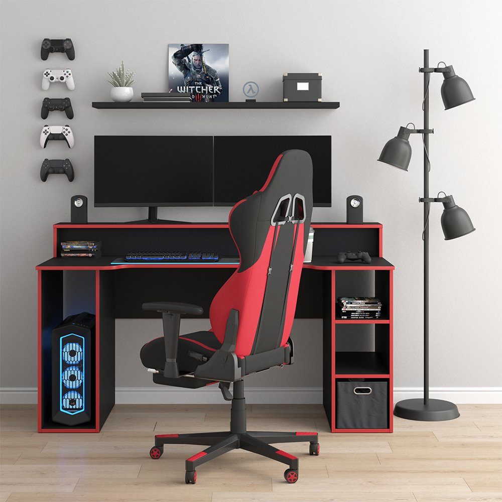 Vicco Computertisch Gamingtisch Schreibtisch RONI Schwarz Rot