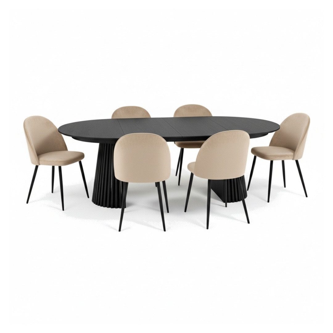 ebuy24 Essgruppe Tokyo Essgruppe Esstisch schwarz, 6 Stühle aus bei, (7-tlg)