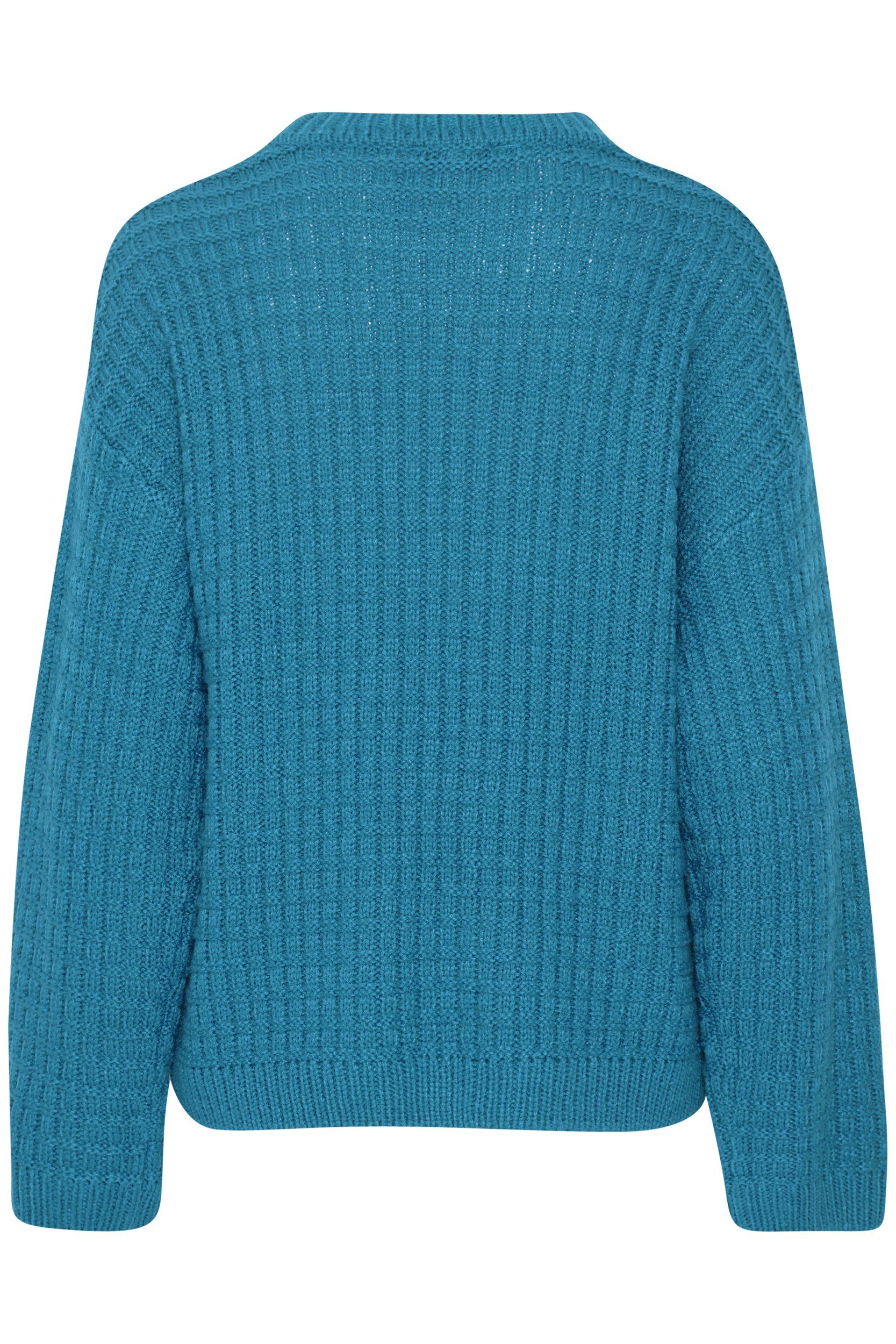 b.young Pullover Grobstrick Schultern Abgesetzten Sweater Strickpullover mit 6664 in Blau