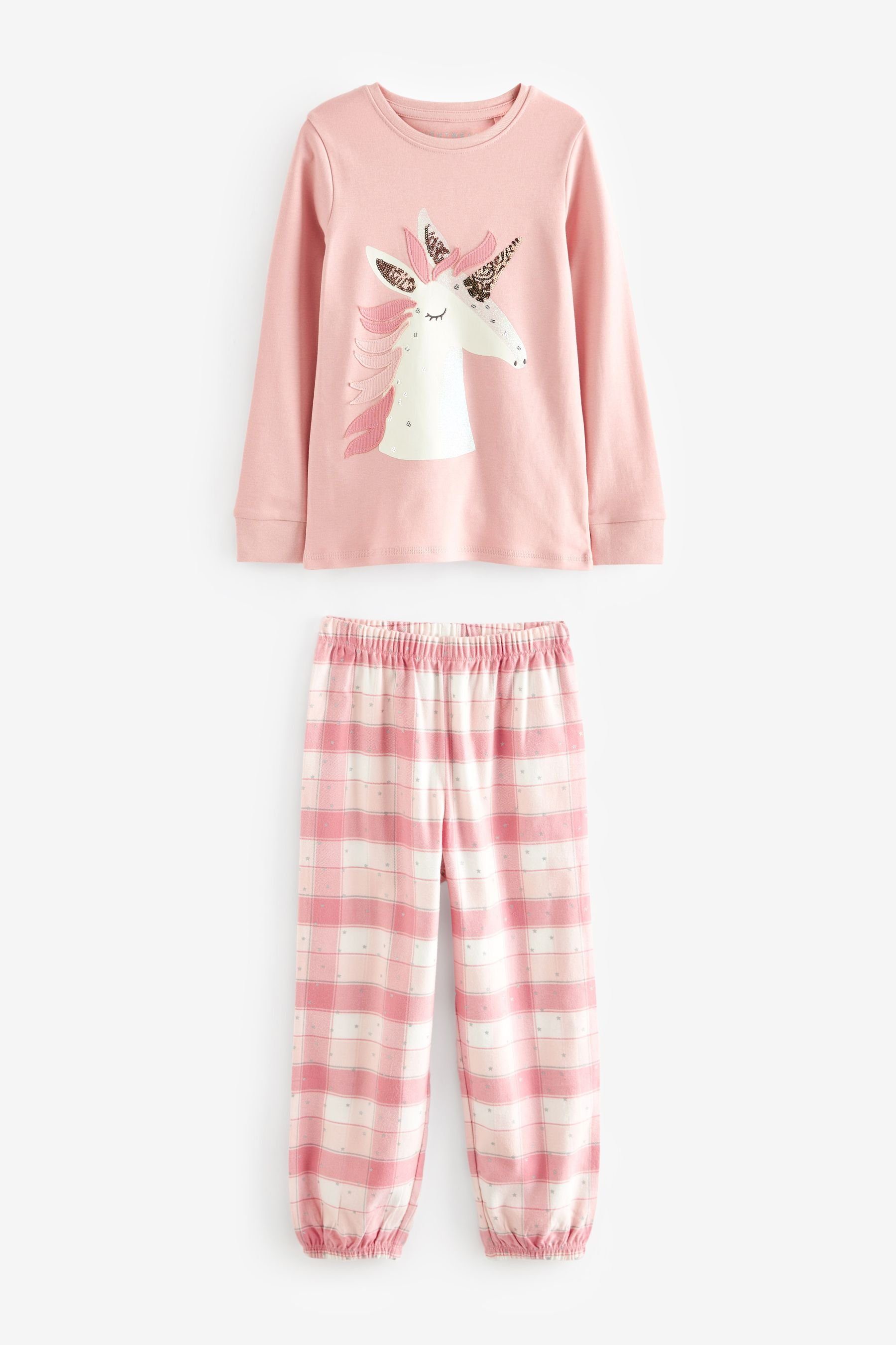 Next Pyjama Pyjama mit Webkaros (2 tlg) Pink Unicorn