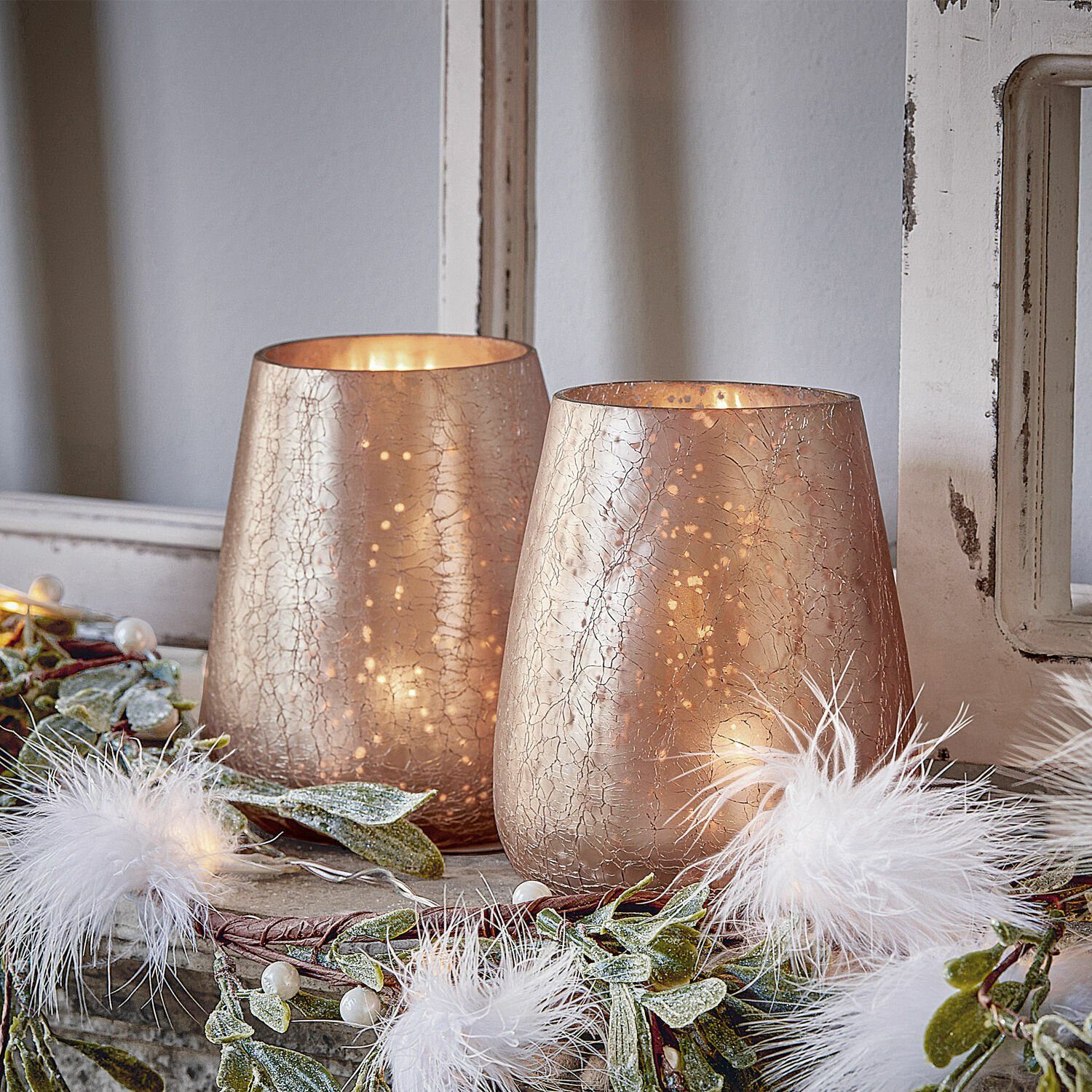 Mirabeau Windlicht Windlicht 2er Set Chanut rosa/gold (2er Set, 2er Set) günstig online kaufen