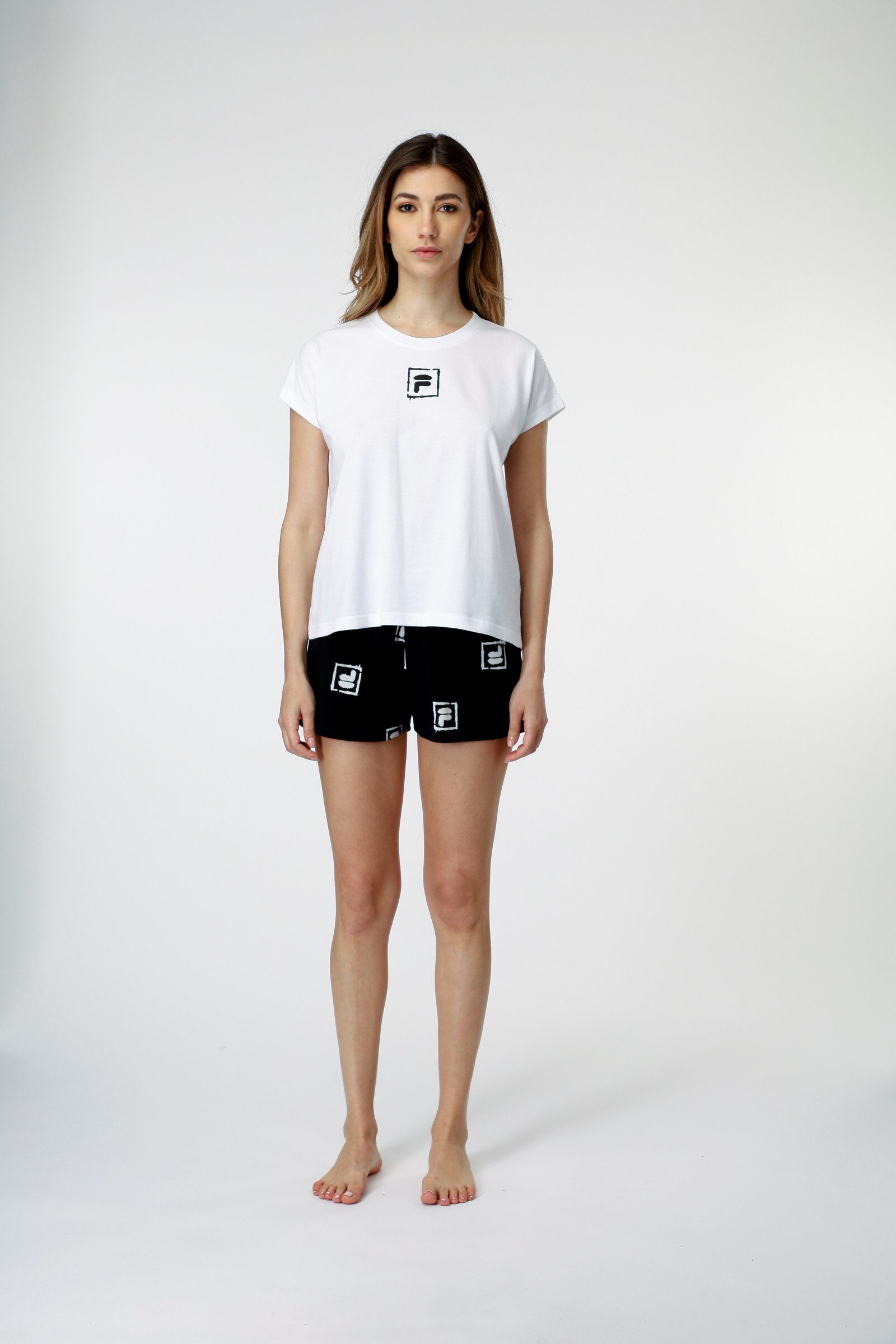 Fila Shorty WOMAN JERSEY PYJAMAS (2 tlg) mit auffälligem Logodruck, Rundhalsausschnitt – Bild 3 von 5