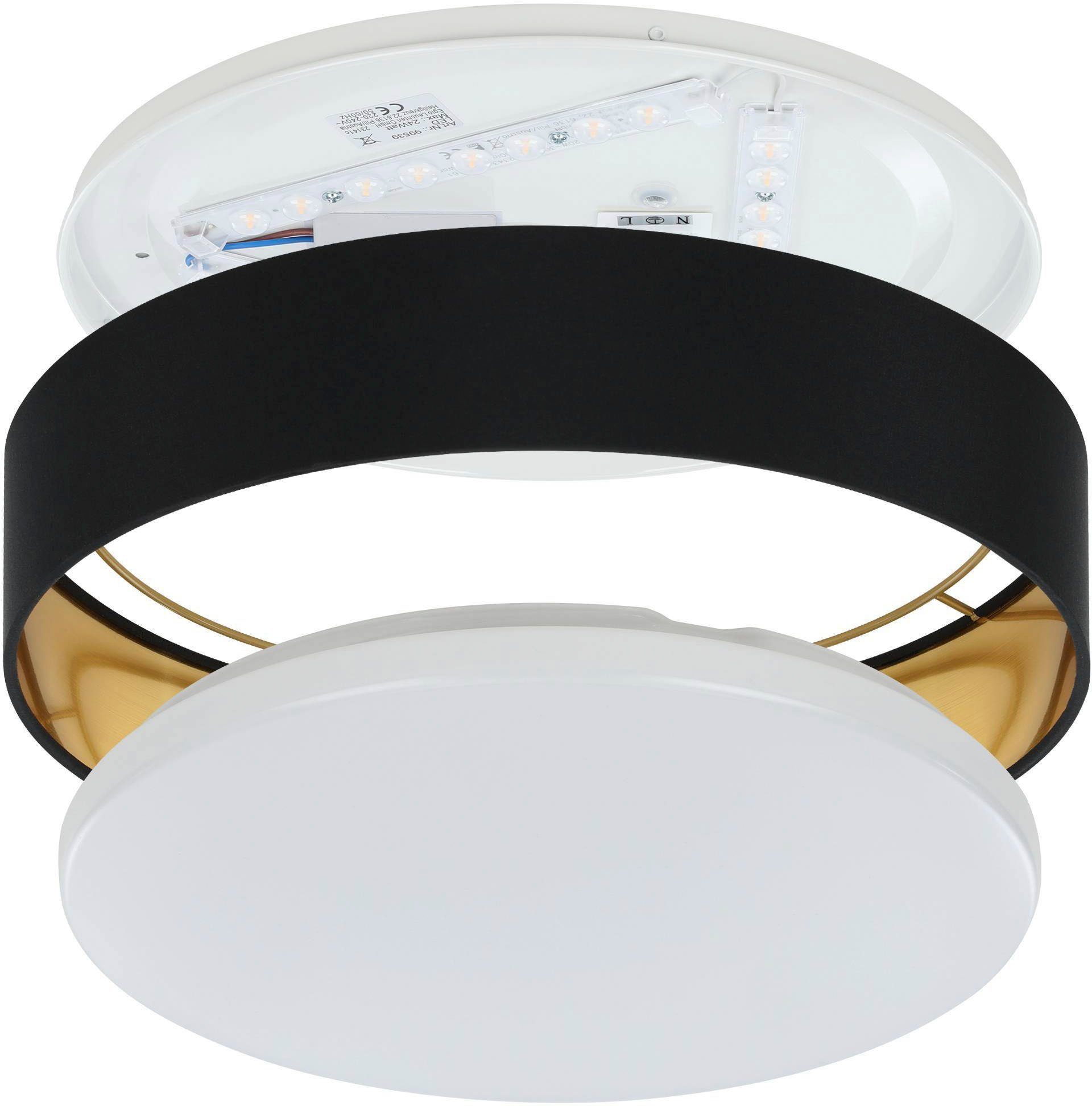 EGLO LED Deckenleuchte Maserlo, LED fest integriert, Warmweiß, Stofflampe Maserlo2 Ø38 x H9 cm, LED-Platine, Textilschirm