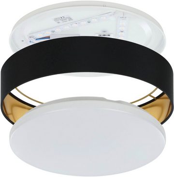 EGLO LED Deckenleuchte Maserlo, LED fest integriert, Warmweiß, Stofflampe Maserlo2 Ø38 x H9 cm, LED-Platine, Textilschirm