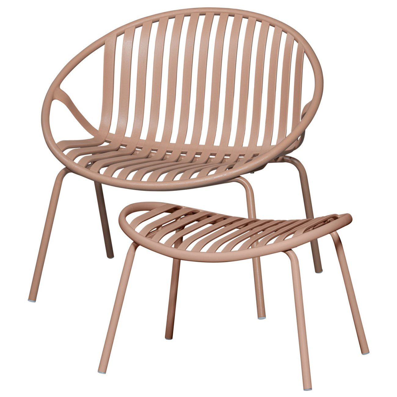 WOOOD Gartensessel Bruce mit Hocker, Lachsrosa