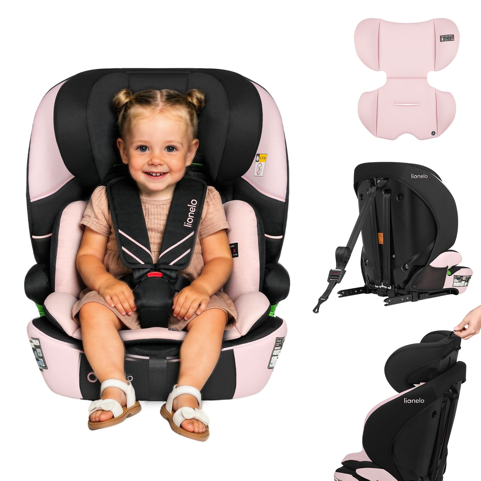 lionelo Autokindersitz LEVI FIX I-SIZE, ab: ab 15 Montaen, bis: Bis ca. 12 Jahre (150 cm), ab: 76 cm, bis: 150 cm, (Set), Dri-Seat/ISOFIX/TopTether/Reduziereinsatz/Komfort