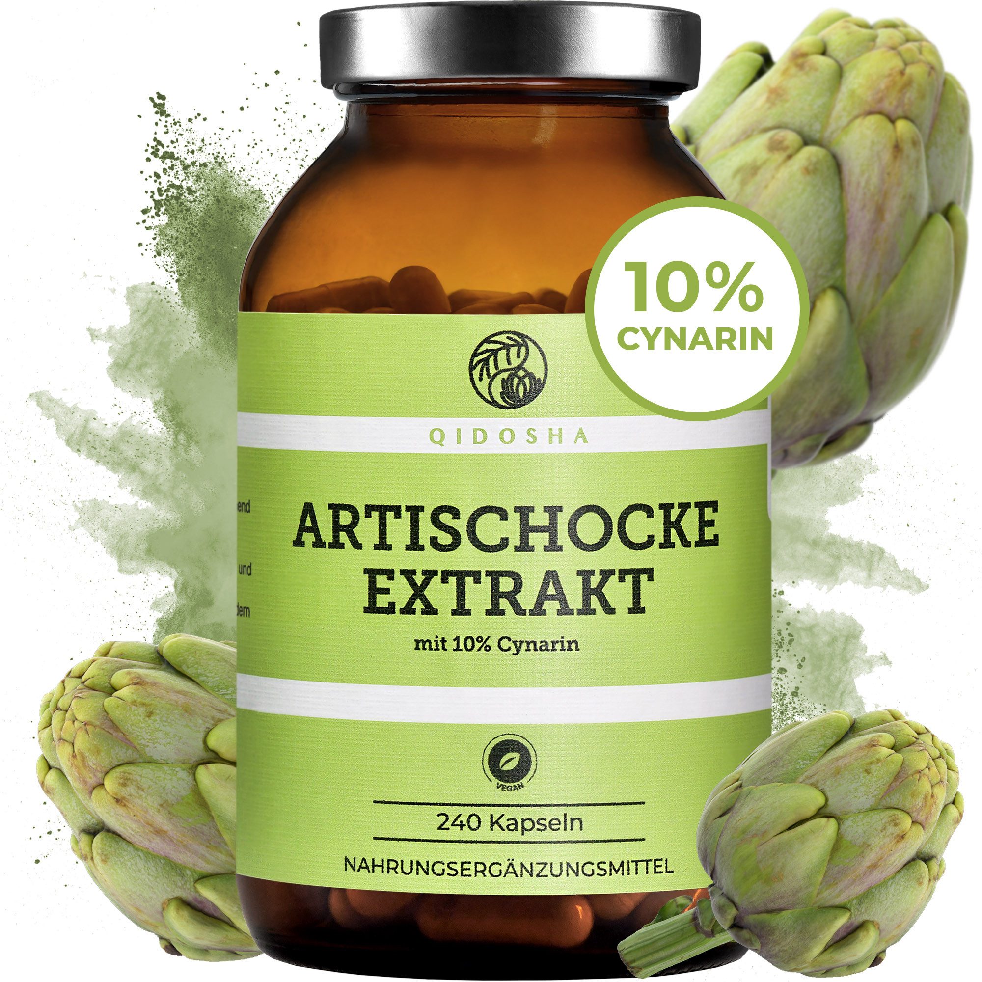 QIDOSHA Artischocken Kapseln 1800 mg mit 10 % Cynarin Hartkapsel, 1 er 240 St., 173.3 g, Leber-Galle-Komplex
