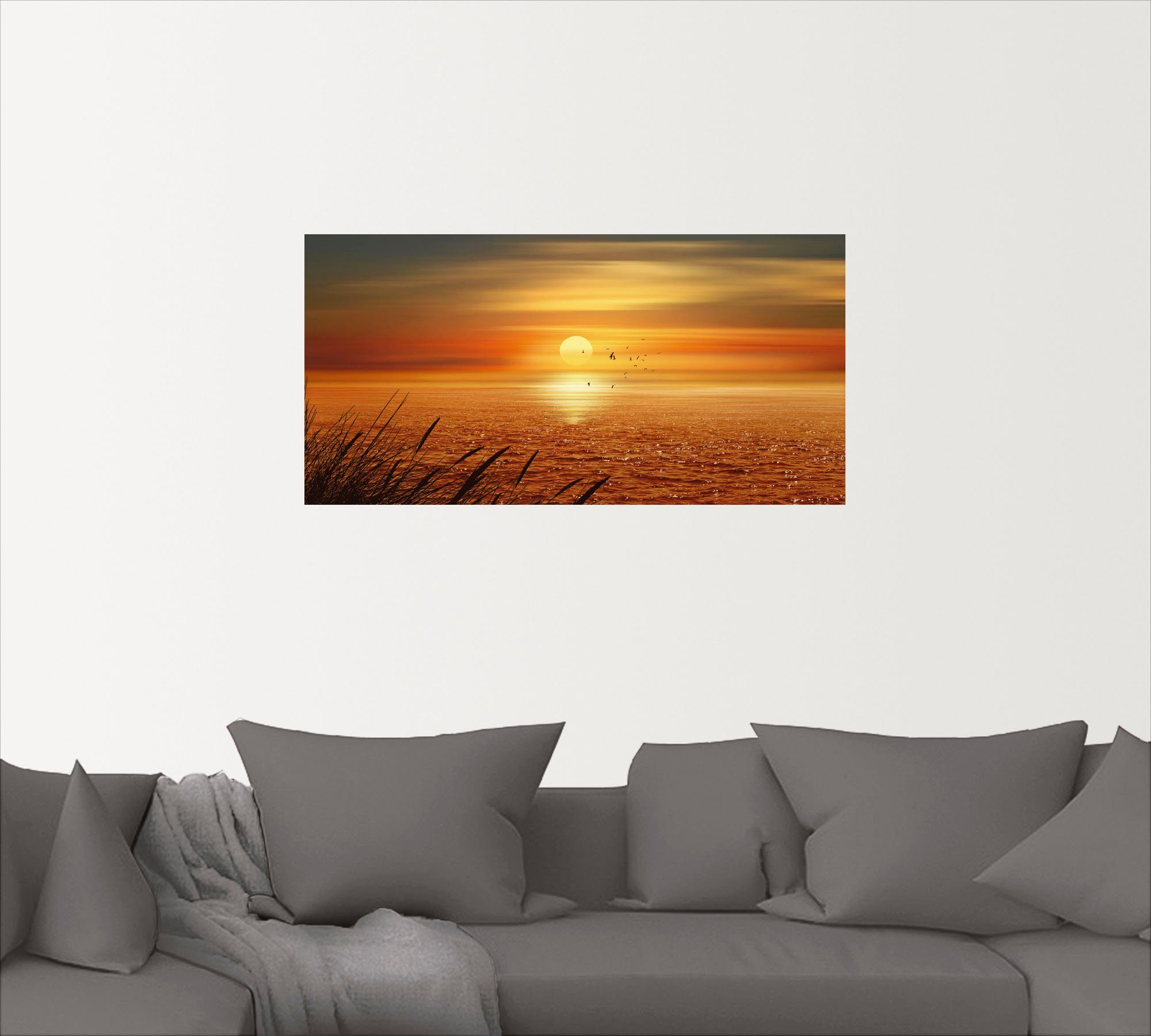 Artland Wandbild Sonnenuntergang über dem Meer, Sonnenaufgang & -untergang (1 St), als Leinwandbild, Wandaufkleber oder Poster in versch. Größen