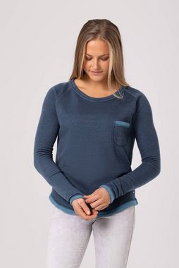 SUPER.NATURAL Sweatshirt Merino Sweatshirt W KNIT CREW mit kontrastfarbenen Details, feinster Merino-Materialmix