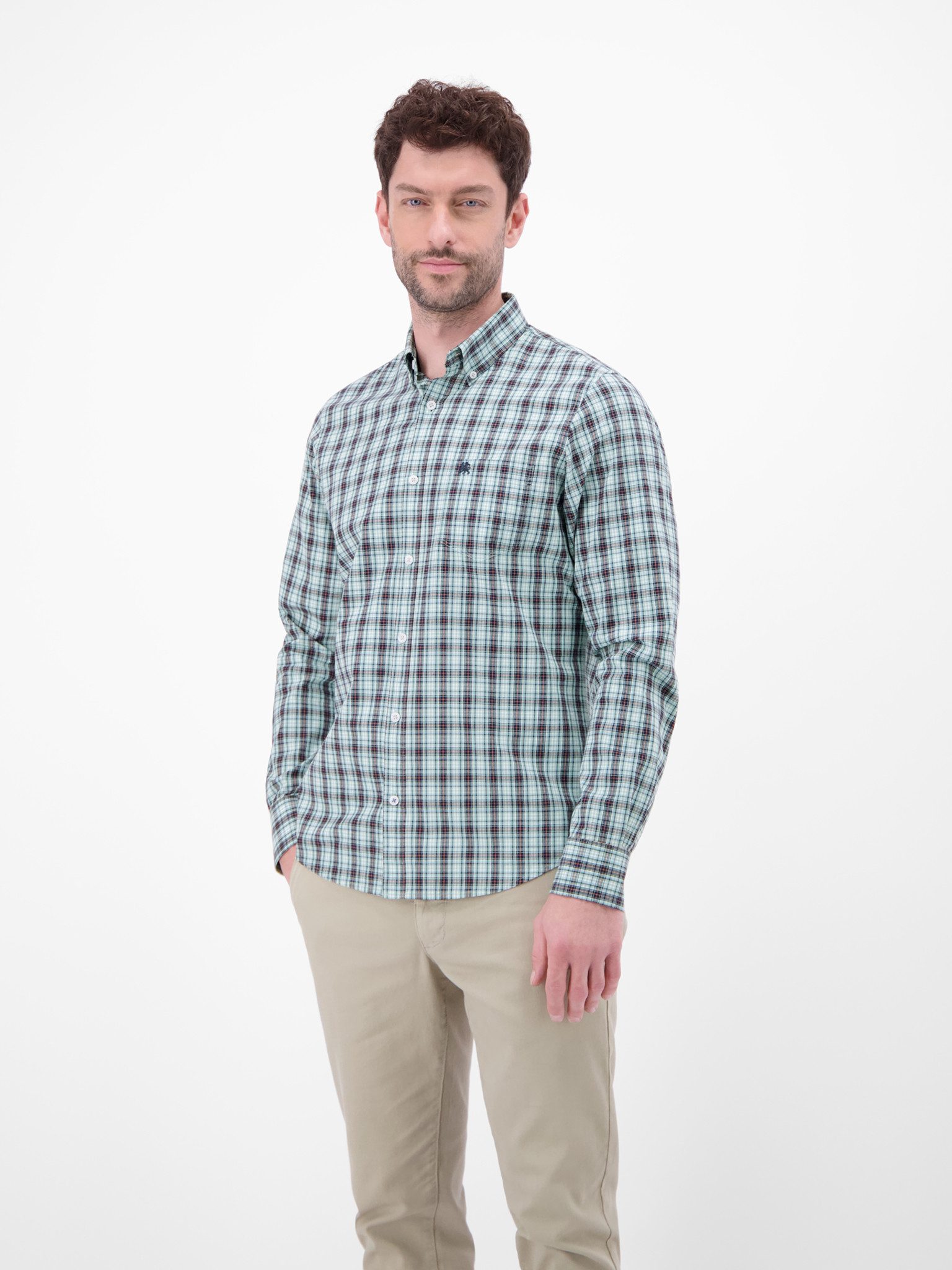 LERROS Langarmhemd kariert, mit Knopfleiste