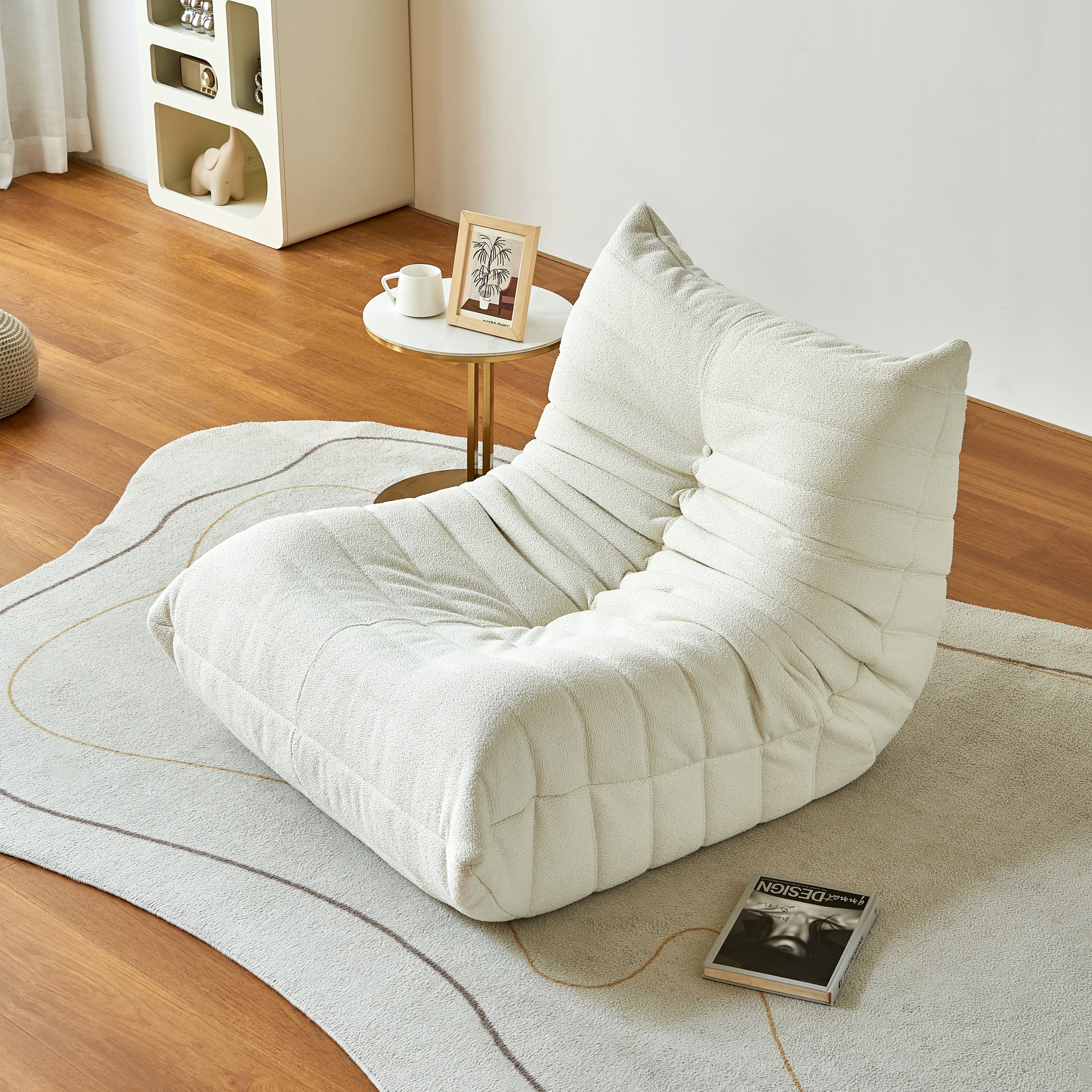 WISHDOR Sitzsack Einzelsofa, Wohnzimmer Sofa, Loungesessel (Teddyfleece+Schaumstoff mit hoher Dichte, 36.00x40.00x28.30"(LxWxH) Produkt als komprimierte Verpackung)