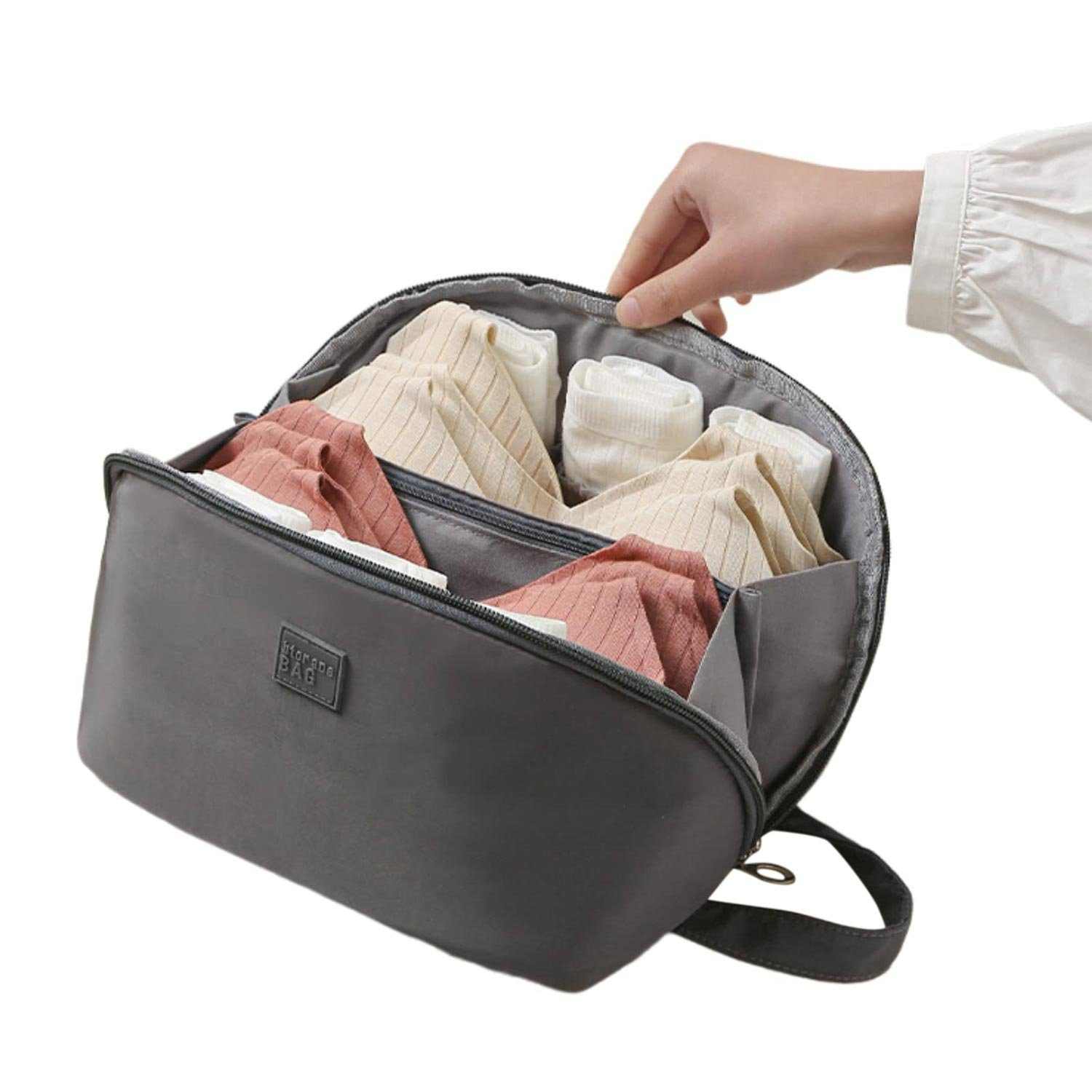 Reisetasche für Unterwäsche MAGICSHE (25*13*13cm), Multifunktionale Aufbewahrungstasche Organizer grau