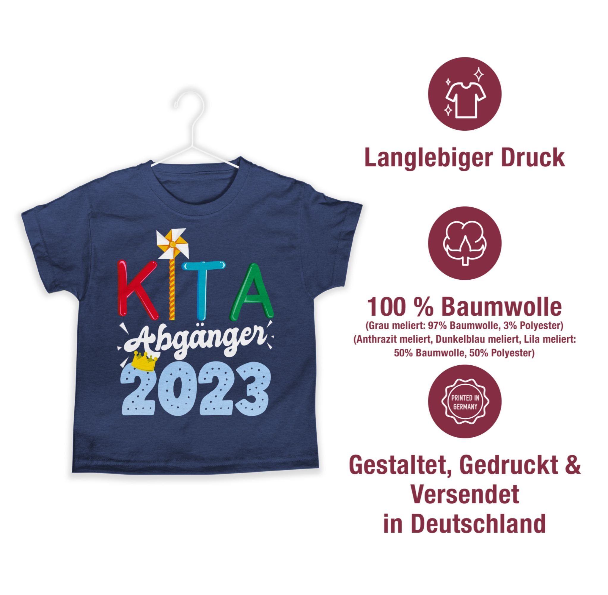 Shirtracer T-Shirt Kita Abgänger Meliert I 03 Schulanfang Einschulung Junge Dunkelblau Geschenke 2023