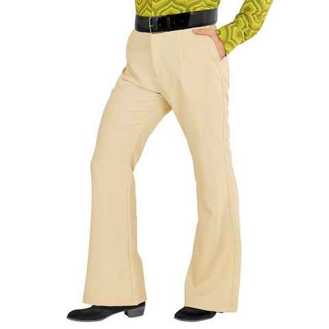 Widdmann Kostüm 70er Herrenhose beige, Für Schlager- und Mottopartys: einfarbige Schlaghose für Männer im