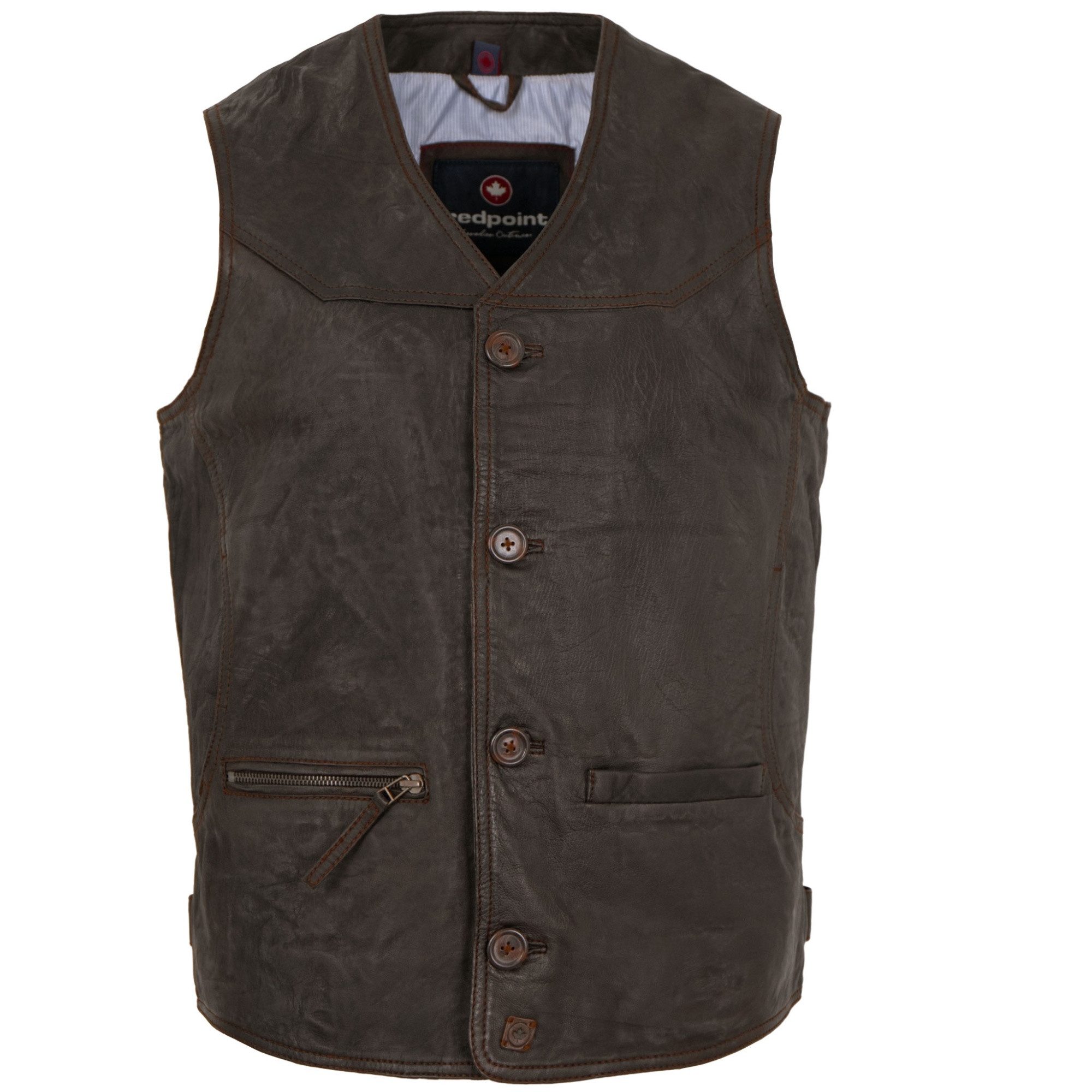 Redpoint Lederweste Leo/M Redpoint - Herren Lederweste Weste Lammnubuk dunkelbraun