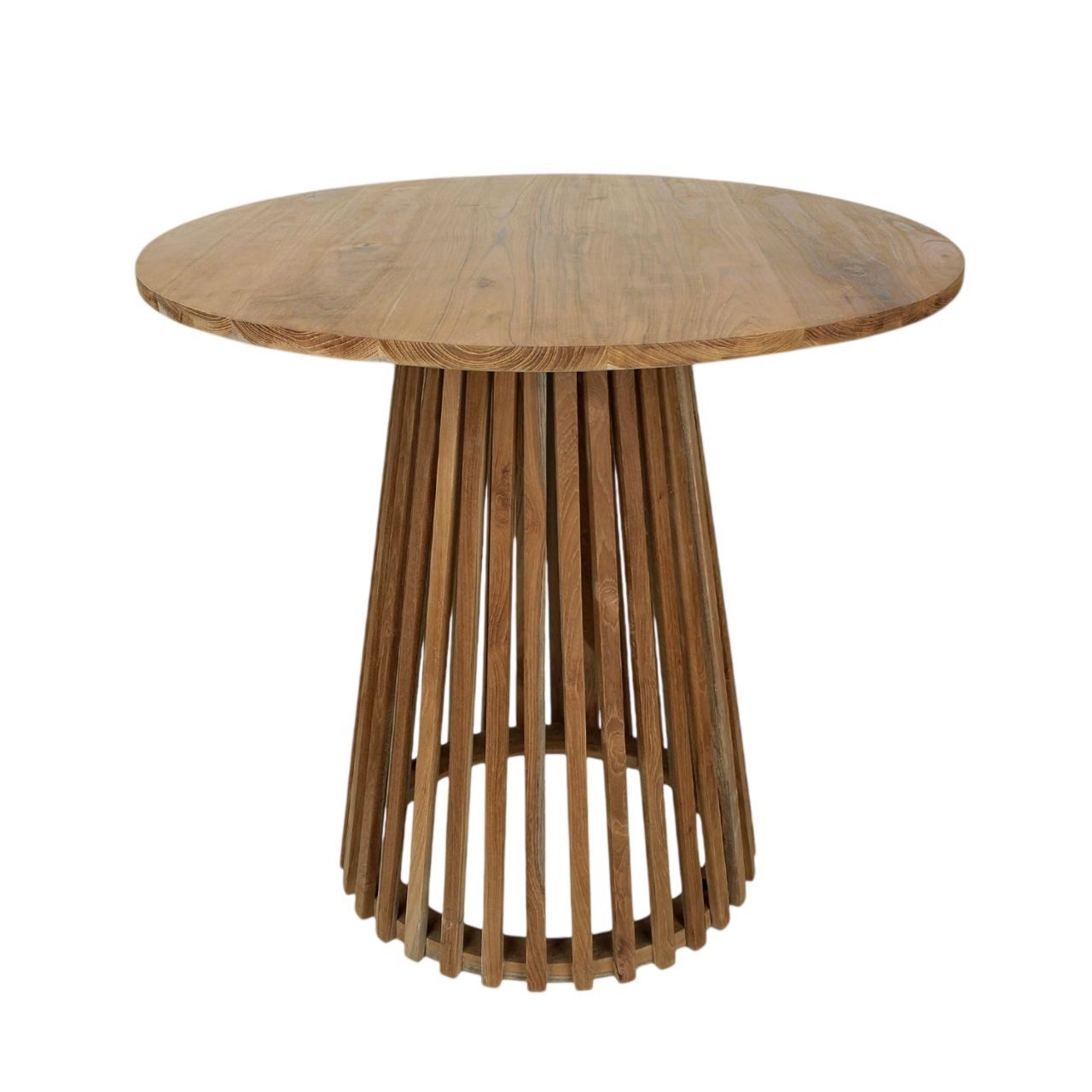 Licht-Erlebnisse Esstisch BALI, rund Ø 80 cm x H: 75 cm Holz massiv Handarbeit Unikat Japandi Design