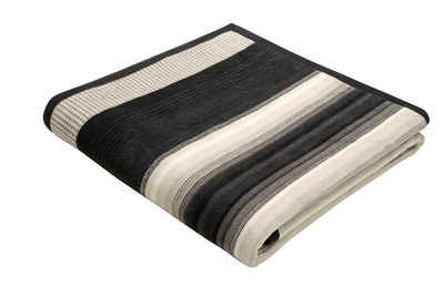 Wohndecke Covered in Black, gestreifte Decke in 150x200 cm, Baumwollmischgewebe, Biederlack, Made in Germany