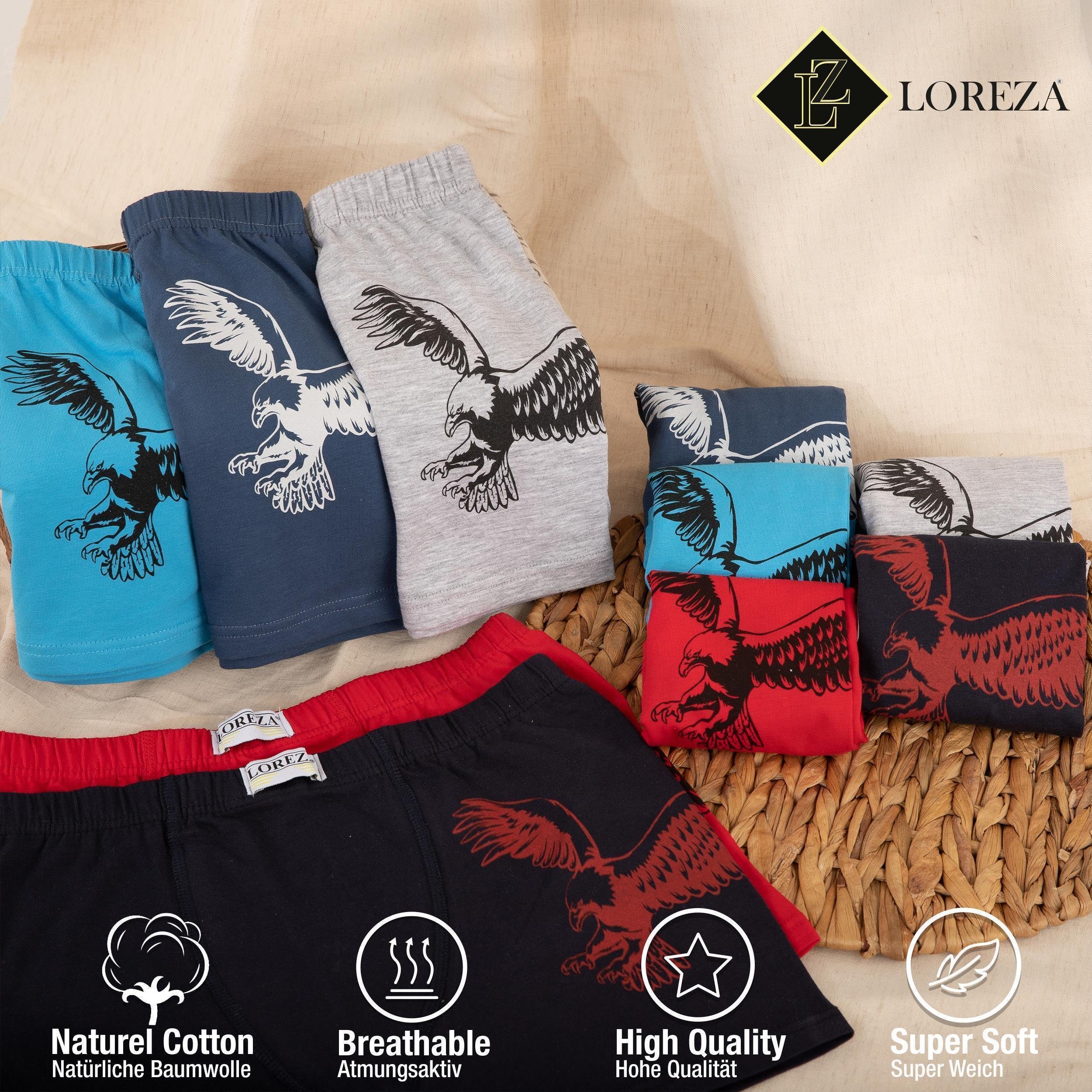 LOREZA Boxershorts 10er Pack Jungen Boxershorts - Adler - Bunt (Spar-Packung, 10-St)