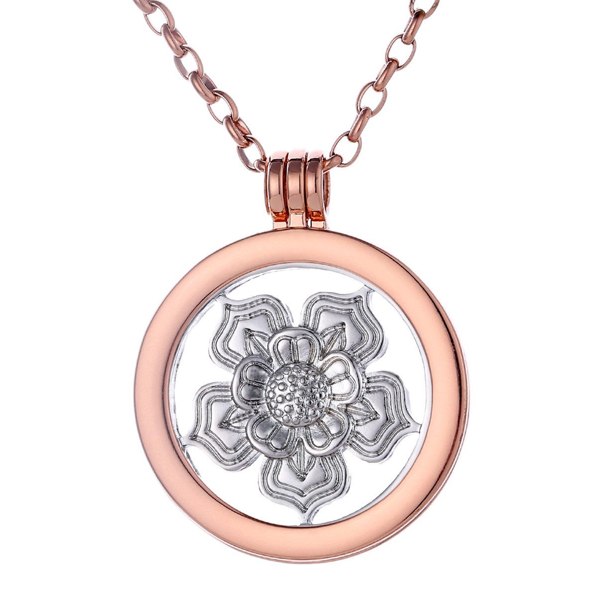 Kette mit Anhänger Halskette 70 cm roségold mit MünzAnhänger 33 mm