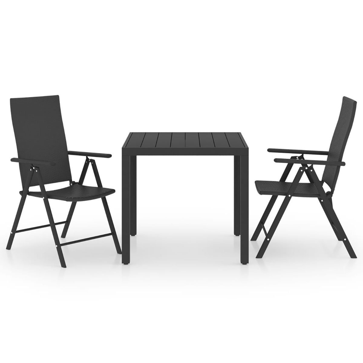 DOTMALL Stuhl Schwarz Garten-Essset Braun 3-teiliges und in