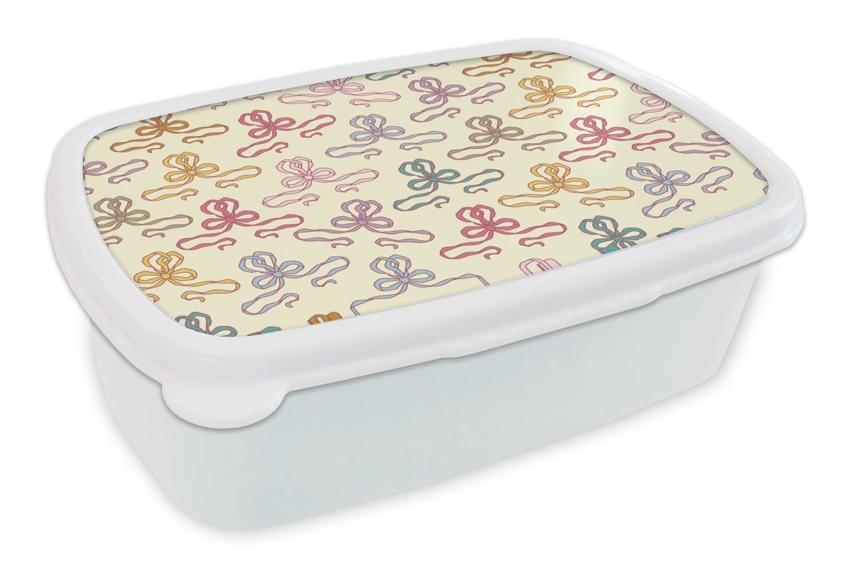 MuchoWow Lunchbox Fliege - Schnittmuster - Geburt, Kunststoff, (2-tlg), Brotbox für Kinder und Erwachsene, Brotdose, für Jungs und Mädchen weiß