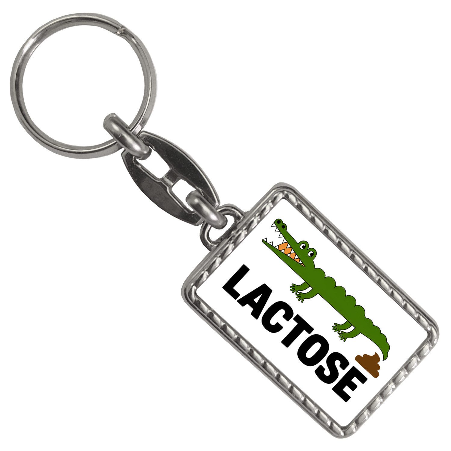 Schlüsselanhänger Alligator LACTOSE Schlüsselanhänger mit Bordüre für Humorliebhaber