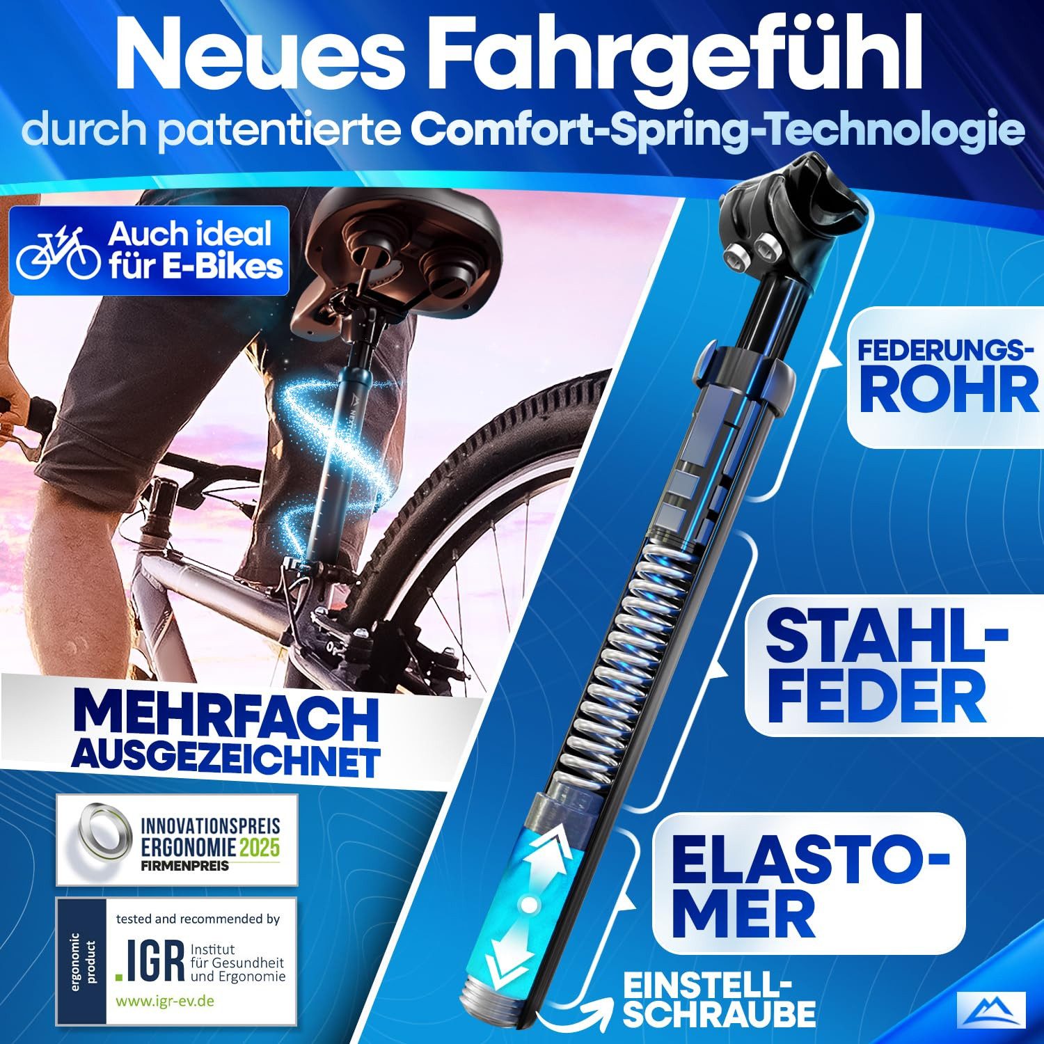 Nextcover Sattelstütze NEXTCOVER® Sattelstütze gefedert mit 27.2/30.9/31.6mm Durchmesser – Bild 2 von 5