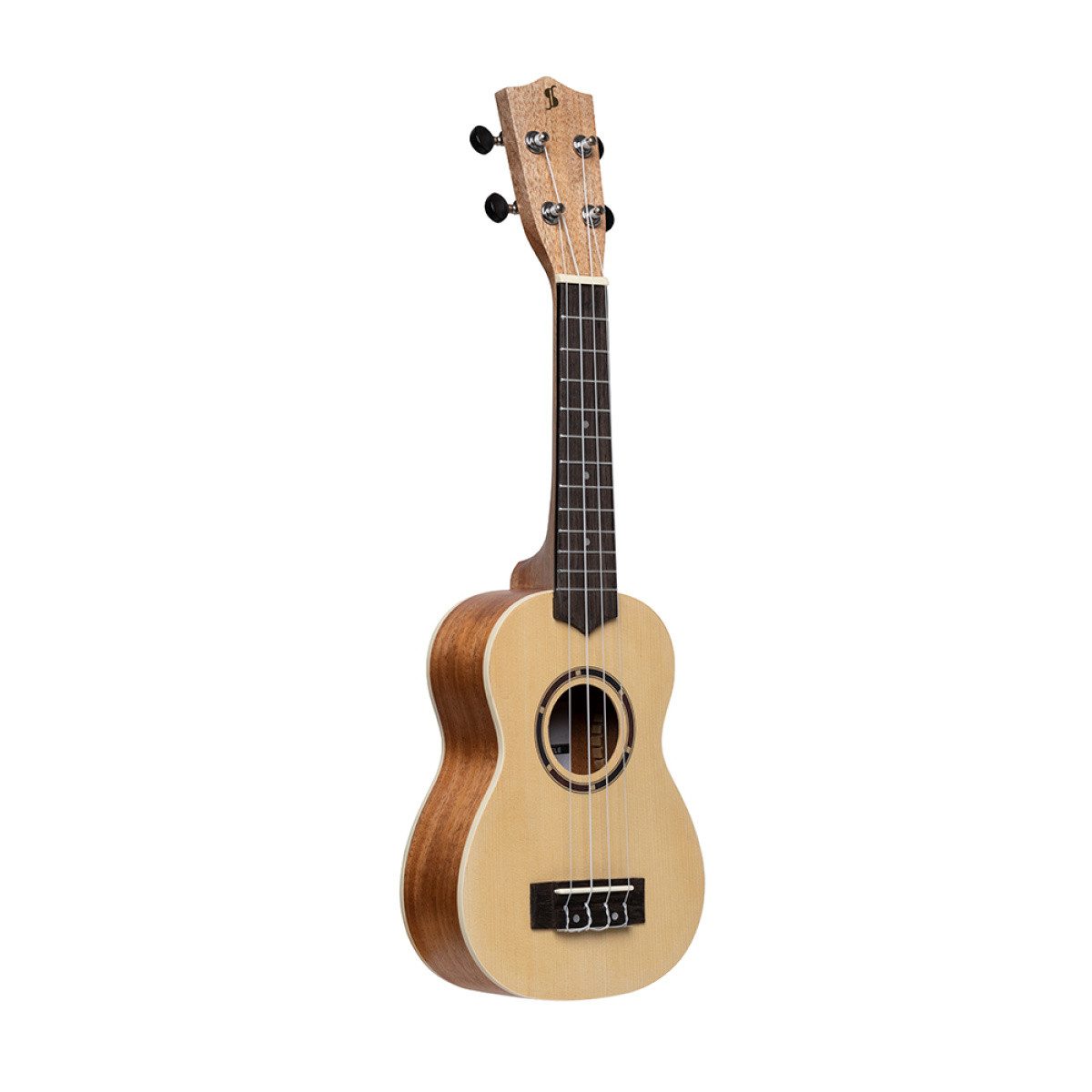 Stagg Ukulele Traditionelle Sopran-Ukulele mit Fichtendecke und schwarzer Nylonta...