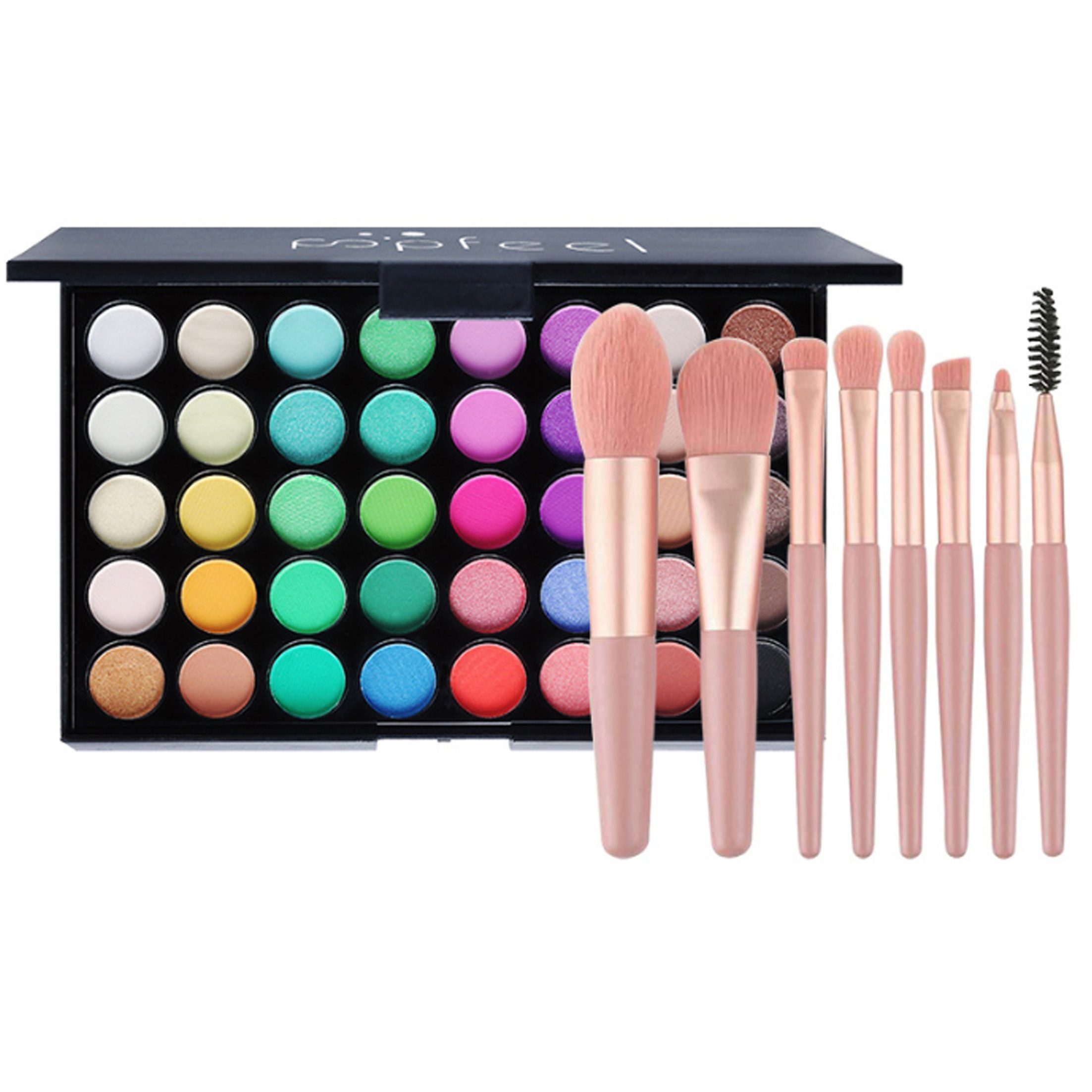 KINSI Lidschatten-Palette Lidschatten Palette 40 Farben + 8 Make-up Pinsel Komplettset, Matt & Glänzend,Vegan & Hautfreundlich
