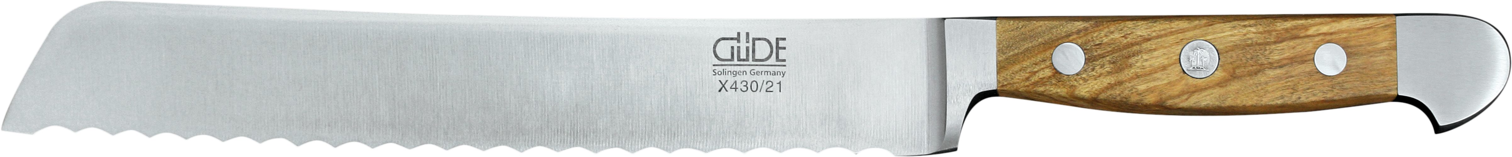Güde Messer Solingen Brotmesser Güde Alpha Brotmesser 21cm, Olivenholz
