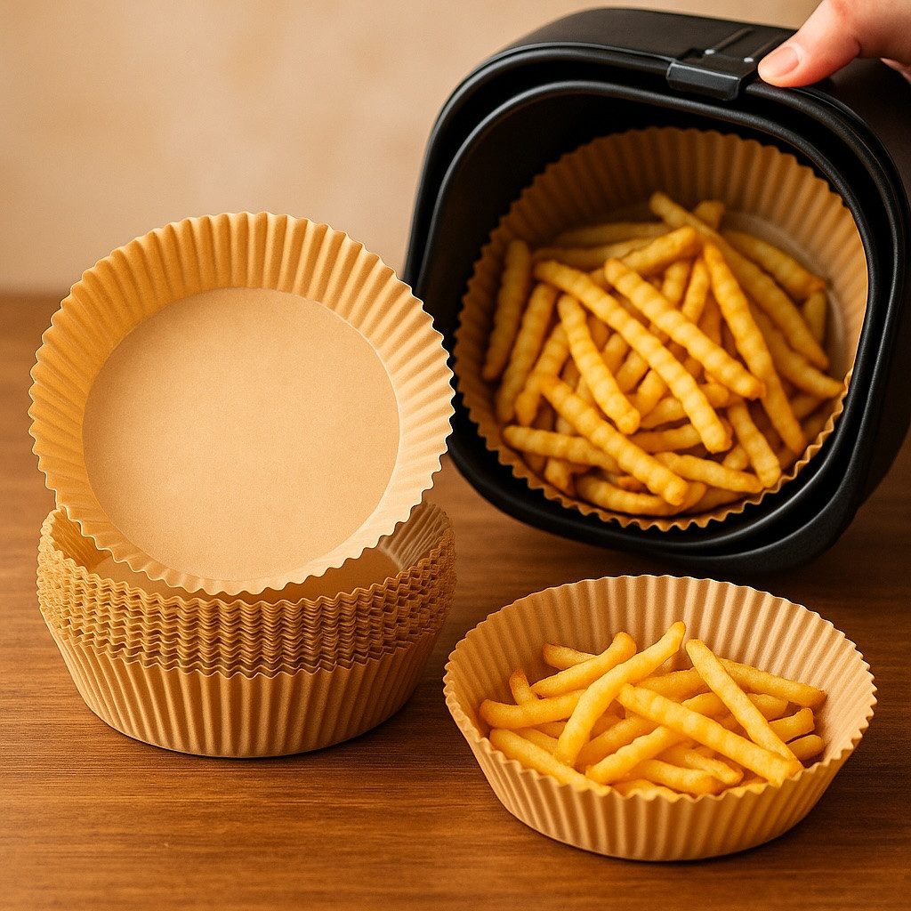 Jungengel Backpapier Airfryer Backpapier rund/quadratisch 100 Stück fettfrei antihaft, Hitzebeständig bis 220 °C, BPA-frei, rund/quadratisch
