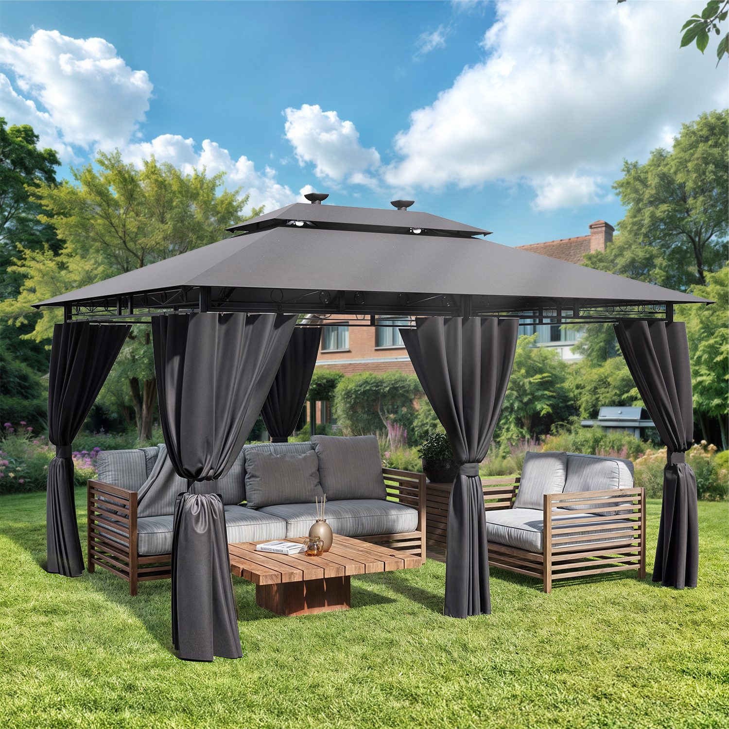Furnicopia Pavillon 3×3/3×4 Gartenpavillon, UV-Schutz 50+, günstig online kaufen