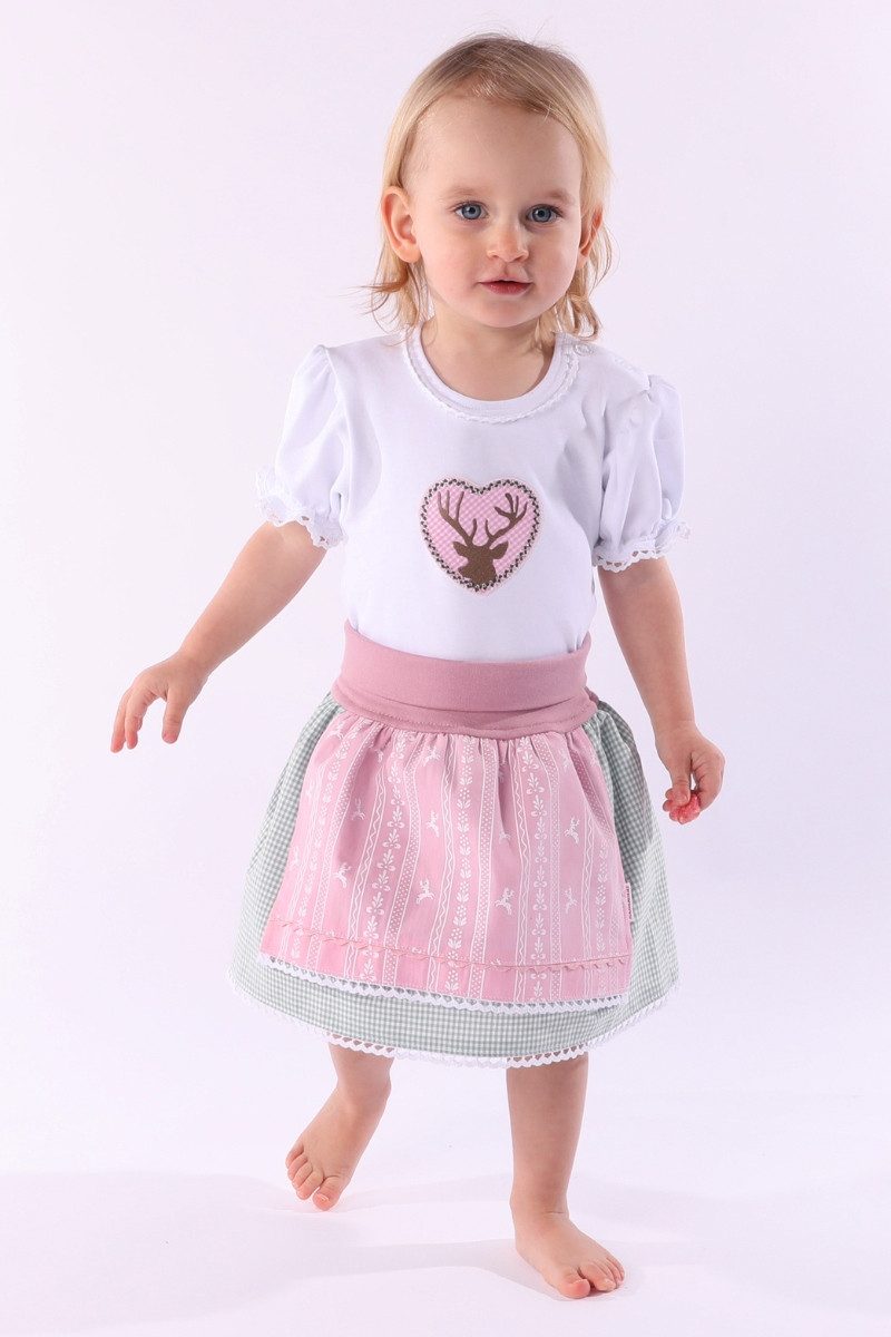 P.Eisenherz Trachtenkleid Baby Rock - VICHY/HIRSCHE - hellglrün/rosa