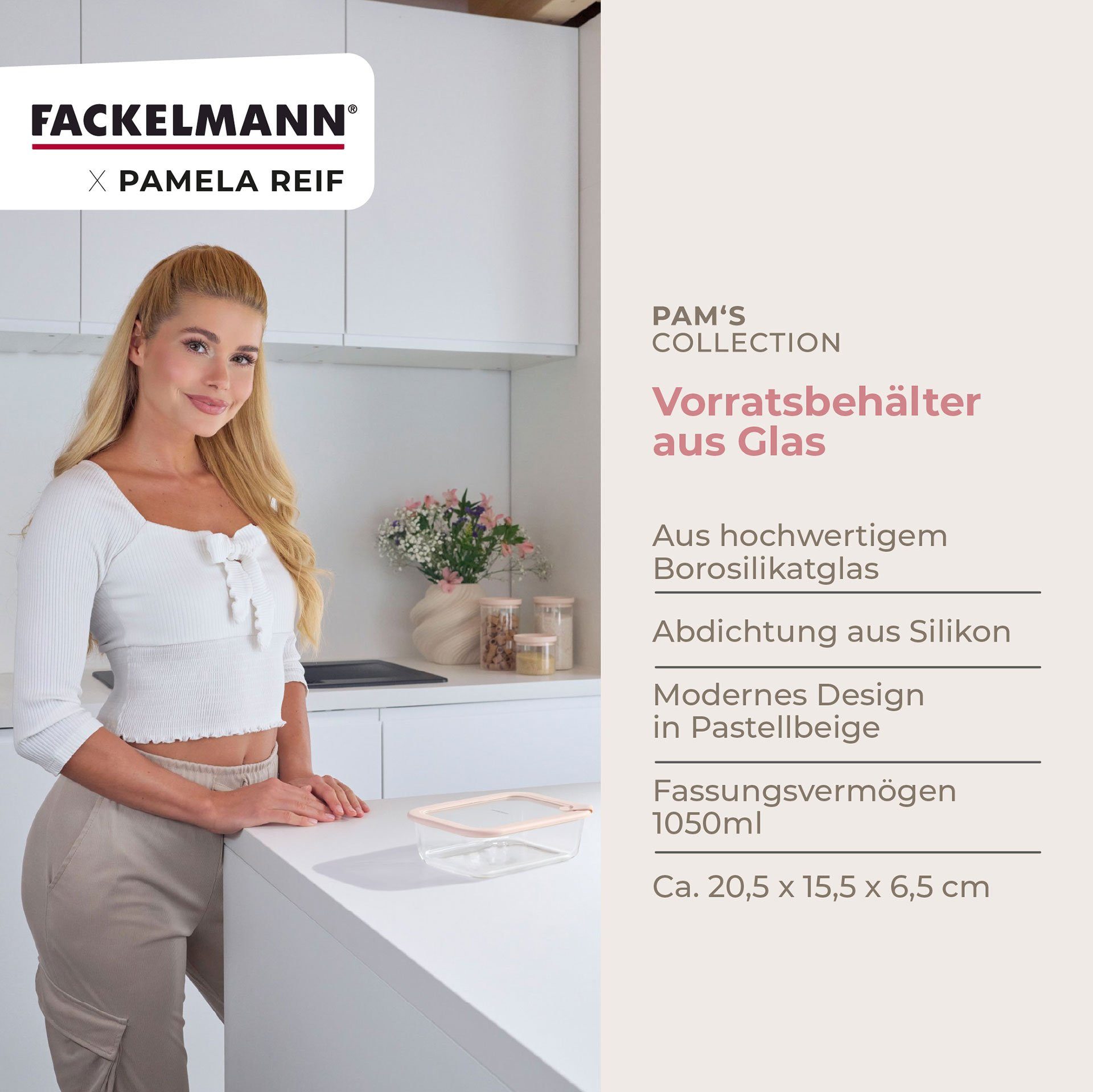 FACKELMANN Vorratsdose Aufbewahrungsglas, Mealprep-Behälter, Frischhaltedose