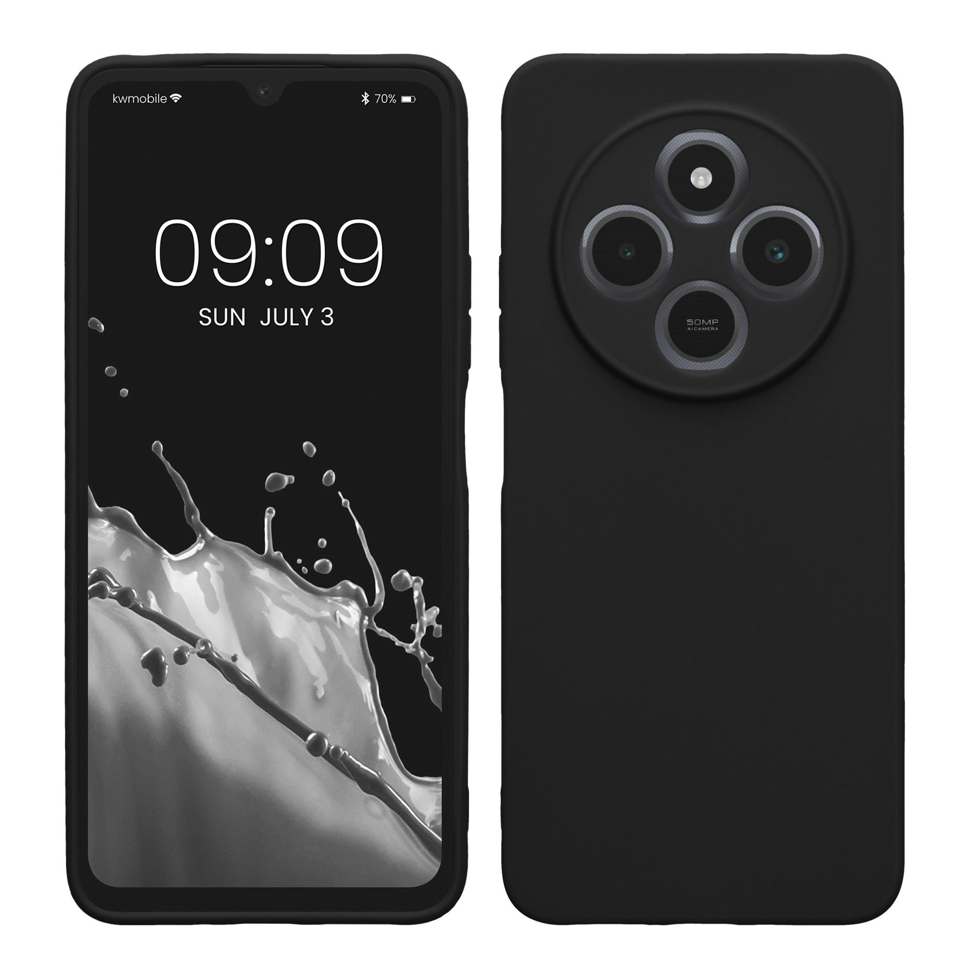 kwmobile Handyhülle Hülle für Xiaomi Redmi 14C / Poco C75, Backcover Silikon - Soft Handyhülle - Handy Case in Schwarz matt