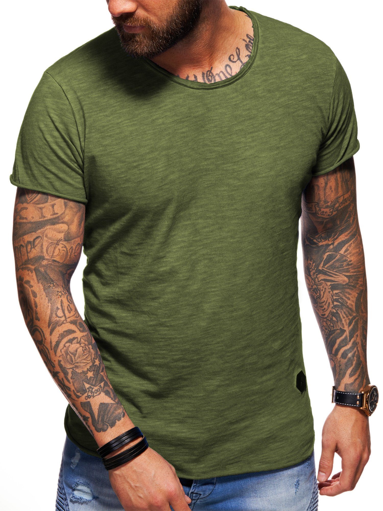 T-Shirt MSOHIO Khaki_Washed Rundhals-Ausschnitt behype mit