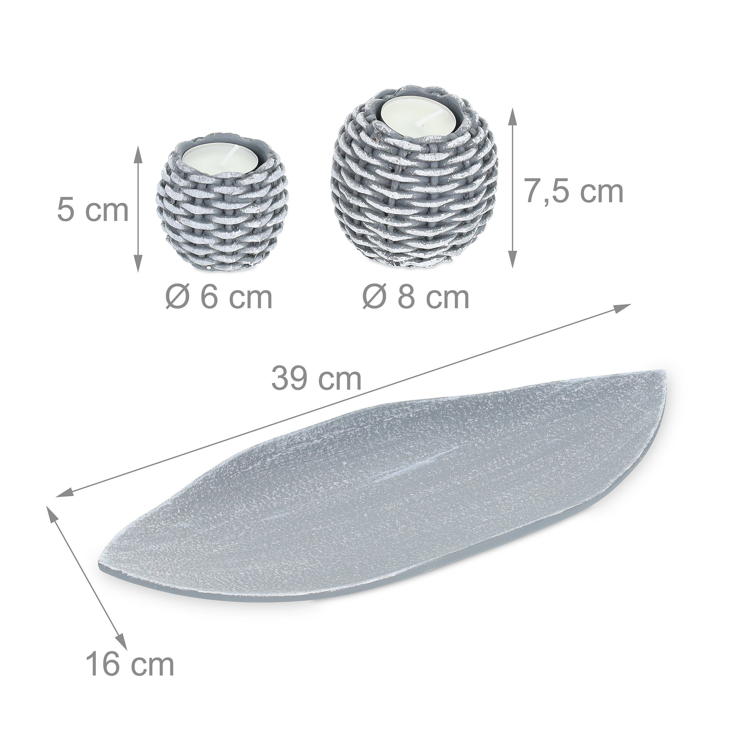 relaxdays Teelichthalter mit Tablett Kerzen Deko (8 St) – Bild 4 von 5