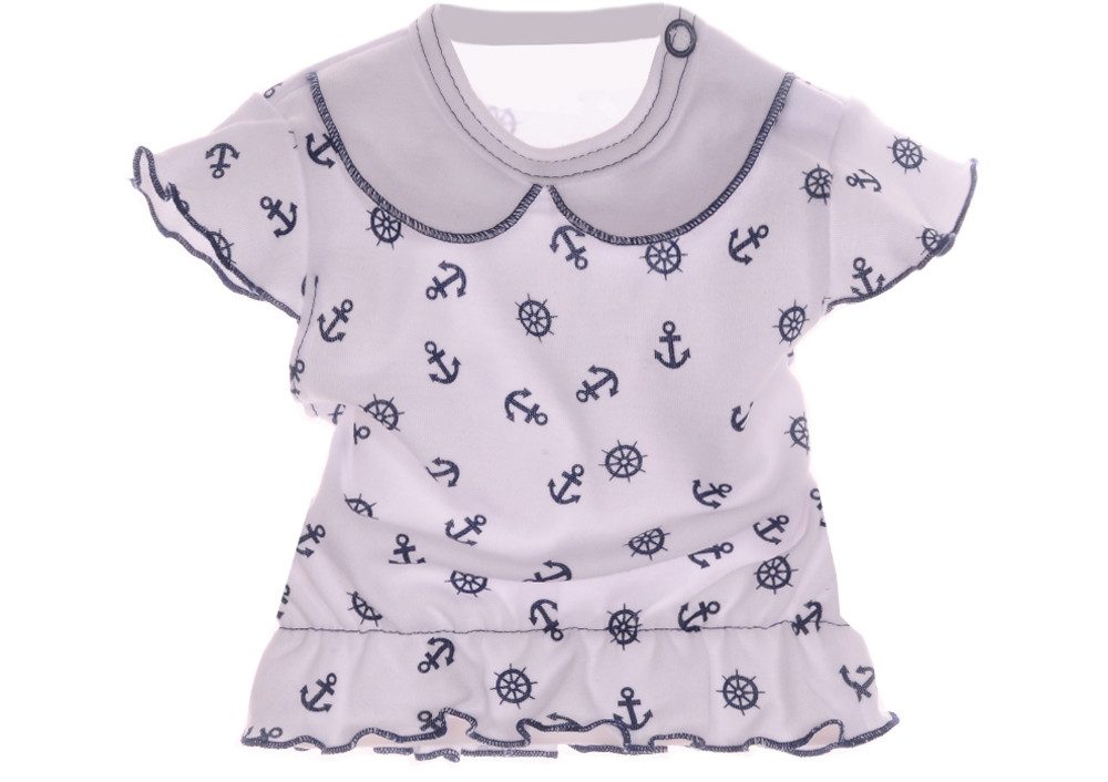 T-Shirt Baby Bluse Sommer Shirt in weiß oder Blau mit Anker Muster