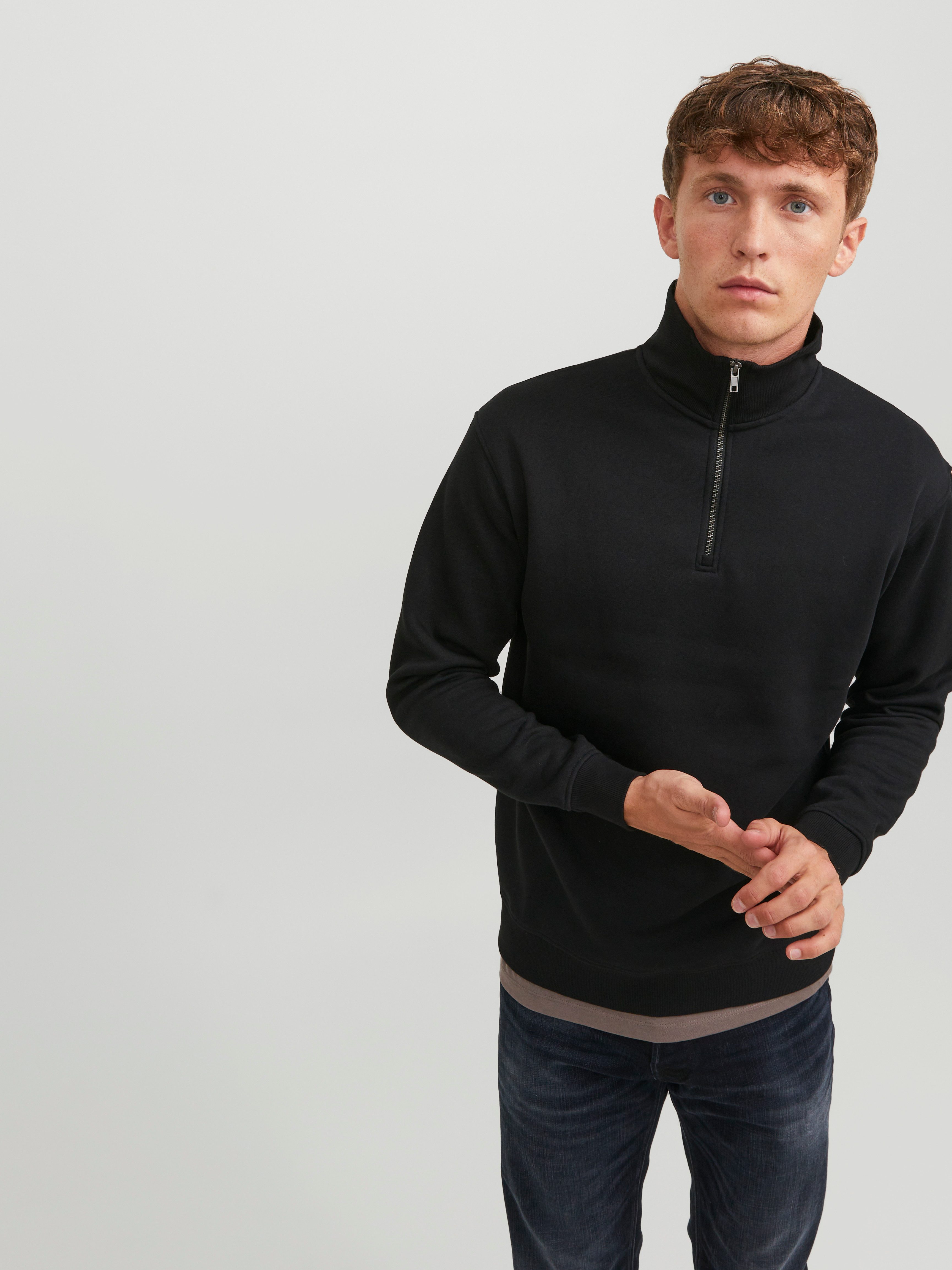 Jack & Jones Sweatshirt JJEBRADLEY SWEAT HALF ZIP NOOS mit Troyer Kragen