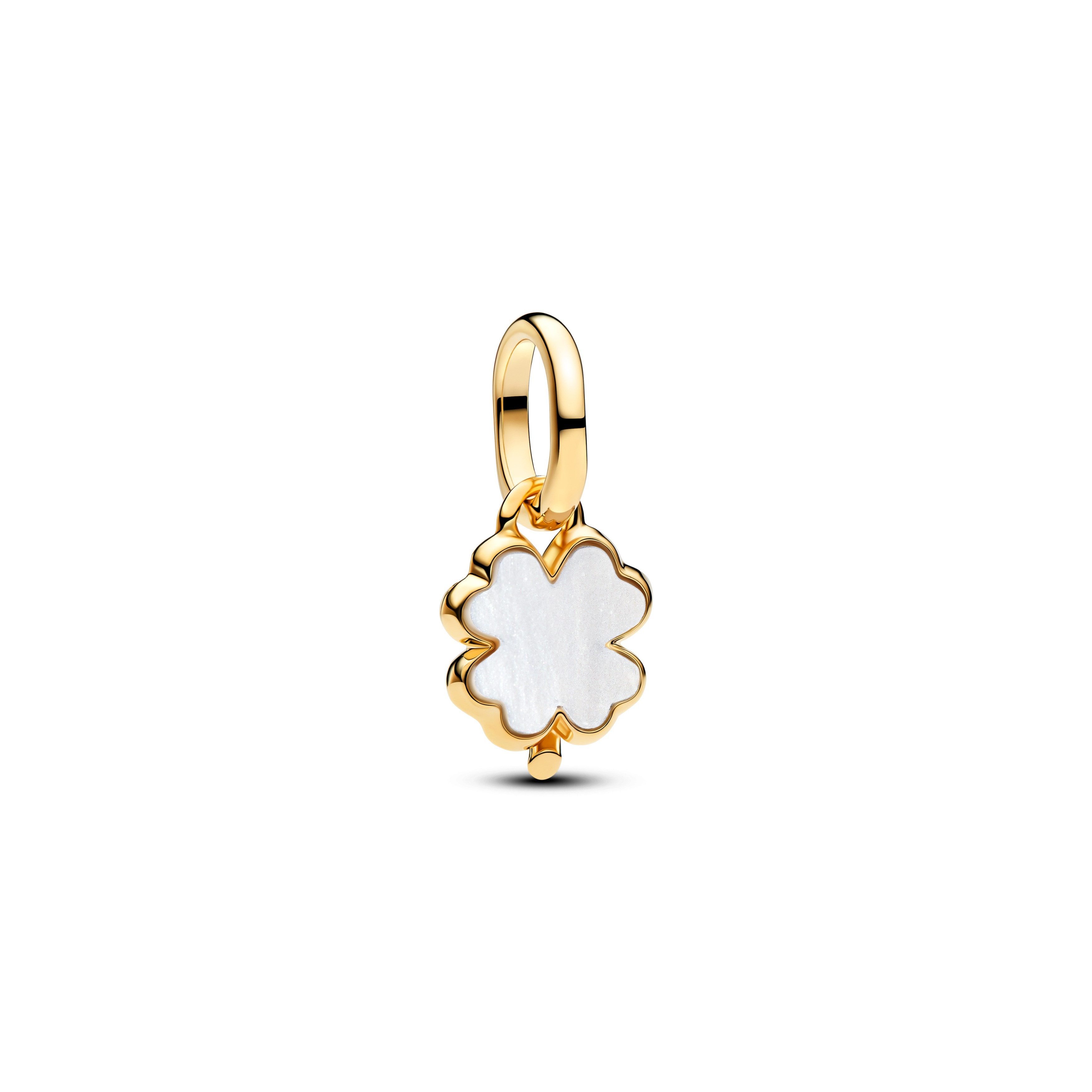 Pandora Charm-Einhänger Pandora Me Charm-Anhänger Glückskleeblatt Weiß 14K Vergoldet 764564