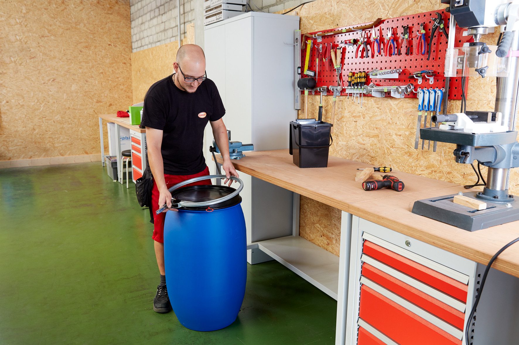 Graf Kanister Kunststoff-Weithalsfass 60 L, blau