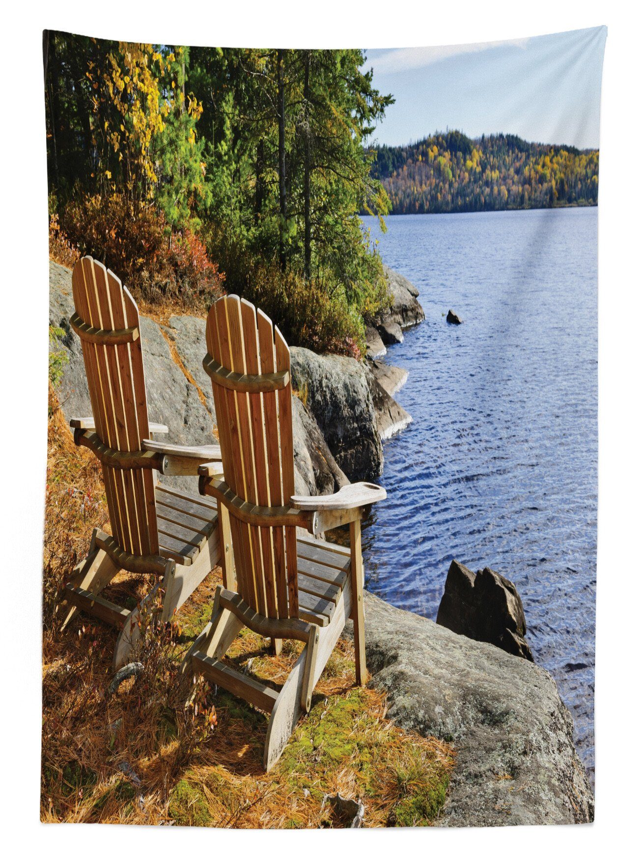 Waschbar Abakuhaus Adirondack Klare Farbfest geeignet See Shore Theme Tischdecke Für den Chairs Farben, Bereich Außen