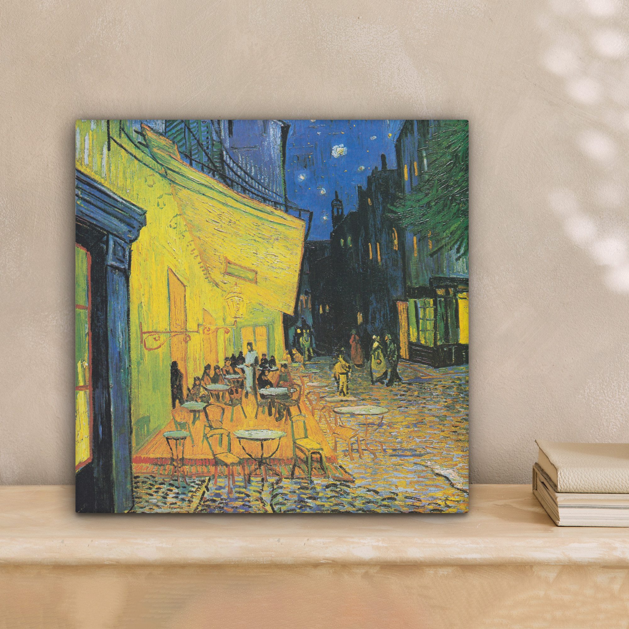 OneMillionCanvasses® Leinwandbild Caféterrasse bei Nacht - günstig online kaufen
