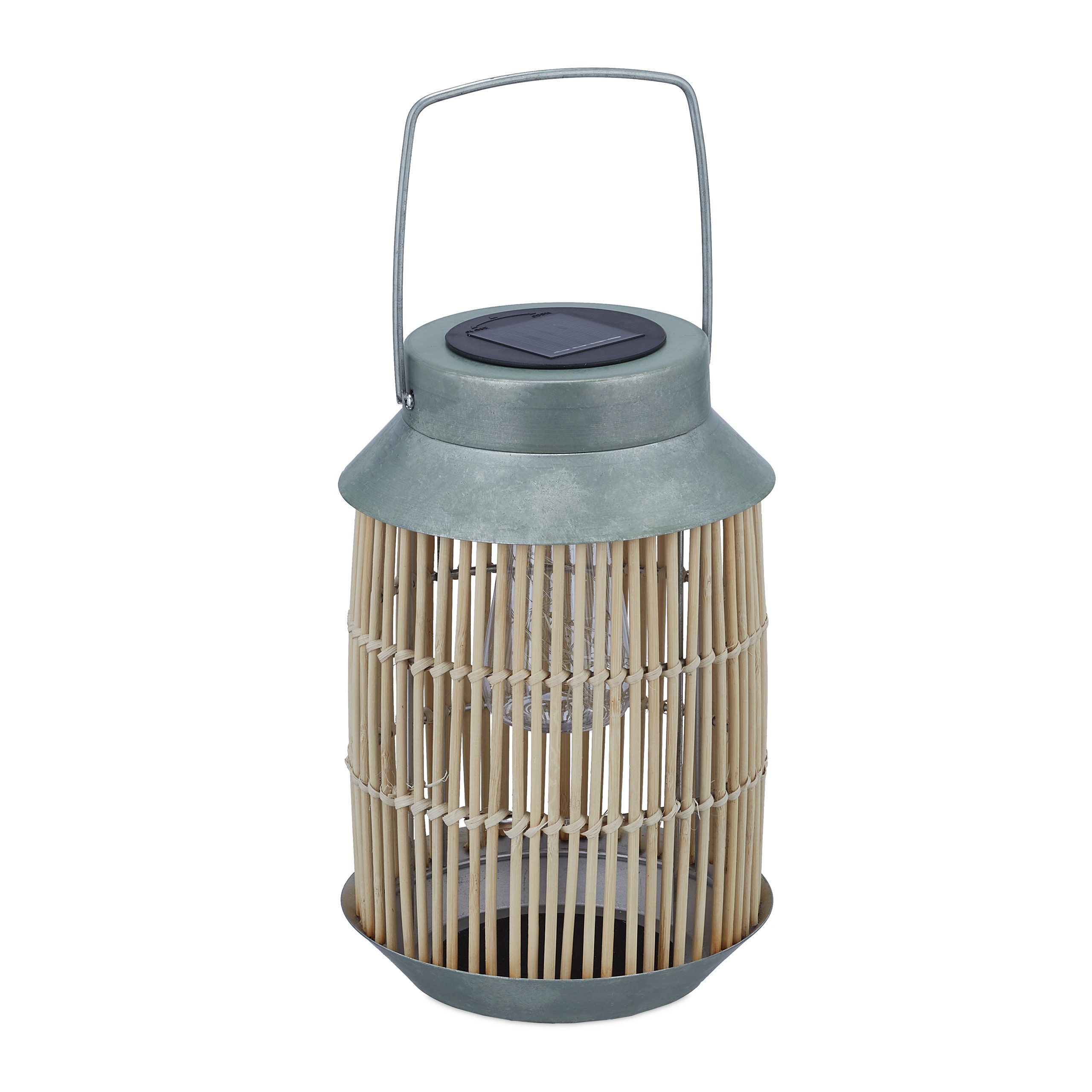 LED Solarleuchte Solarlampe Rattan & Metall