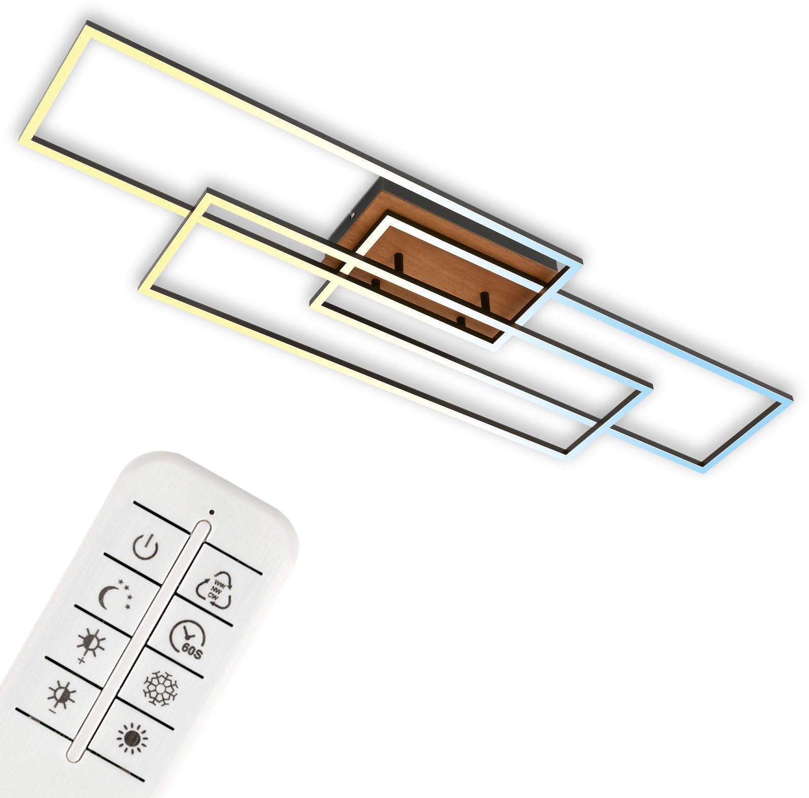 Briloner Leuchten LED Deckenleuchte CCT LED Deckenleuchte, schwarz, Holz, L günstig online kaufen