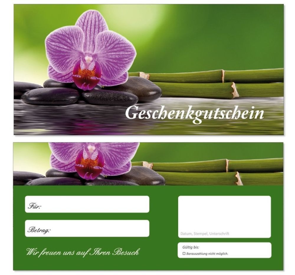 Geschenkkarte Geschenkgutscheine Orchidee Erholung Wellness Spa Urlaub