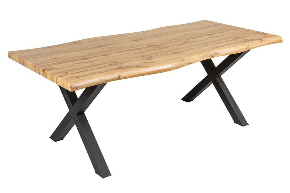 riess-ambiente Baumkantentisch WILD 180cm braun/schwarz - Wildeichen-Design, X-Gestell aus Metall (Einzelartikel, 1-St), Industrial Design & 5cm Tischplatte - i – Bild 4 von 4