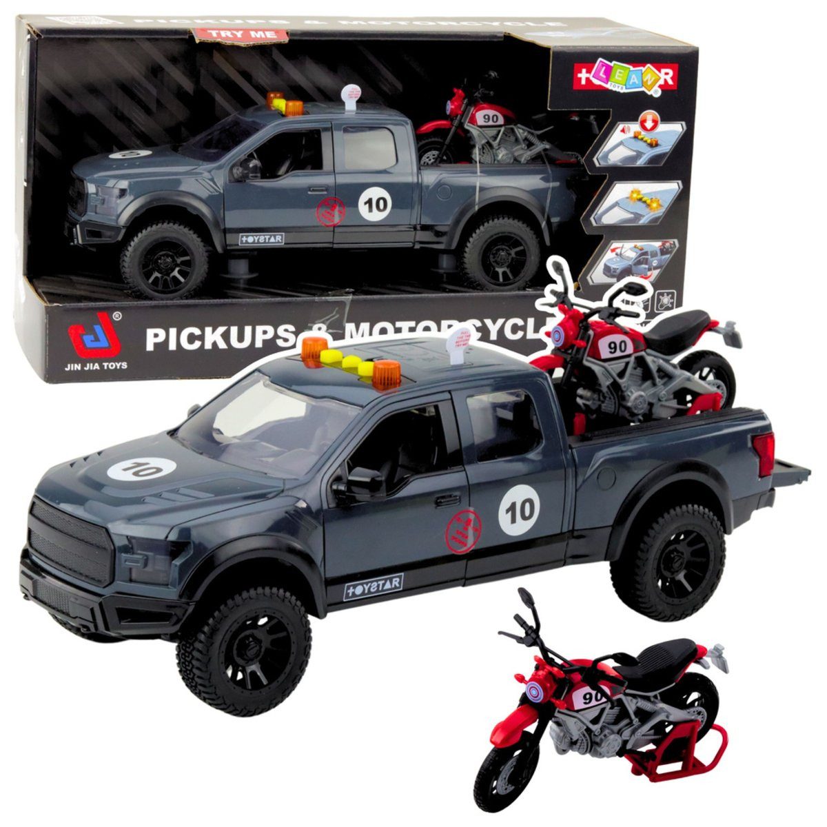 Wisam Spielzeug-Auto Pickup Truck mit Motorlicht und Sounds Grau 1:12
