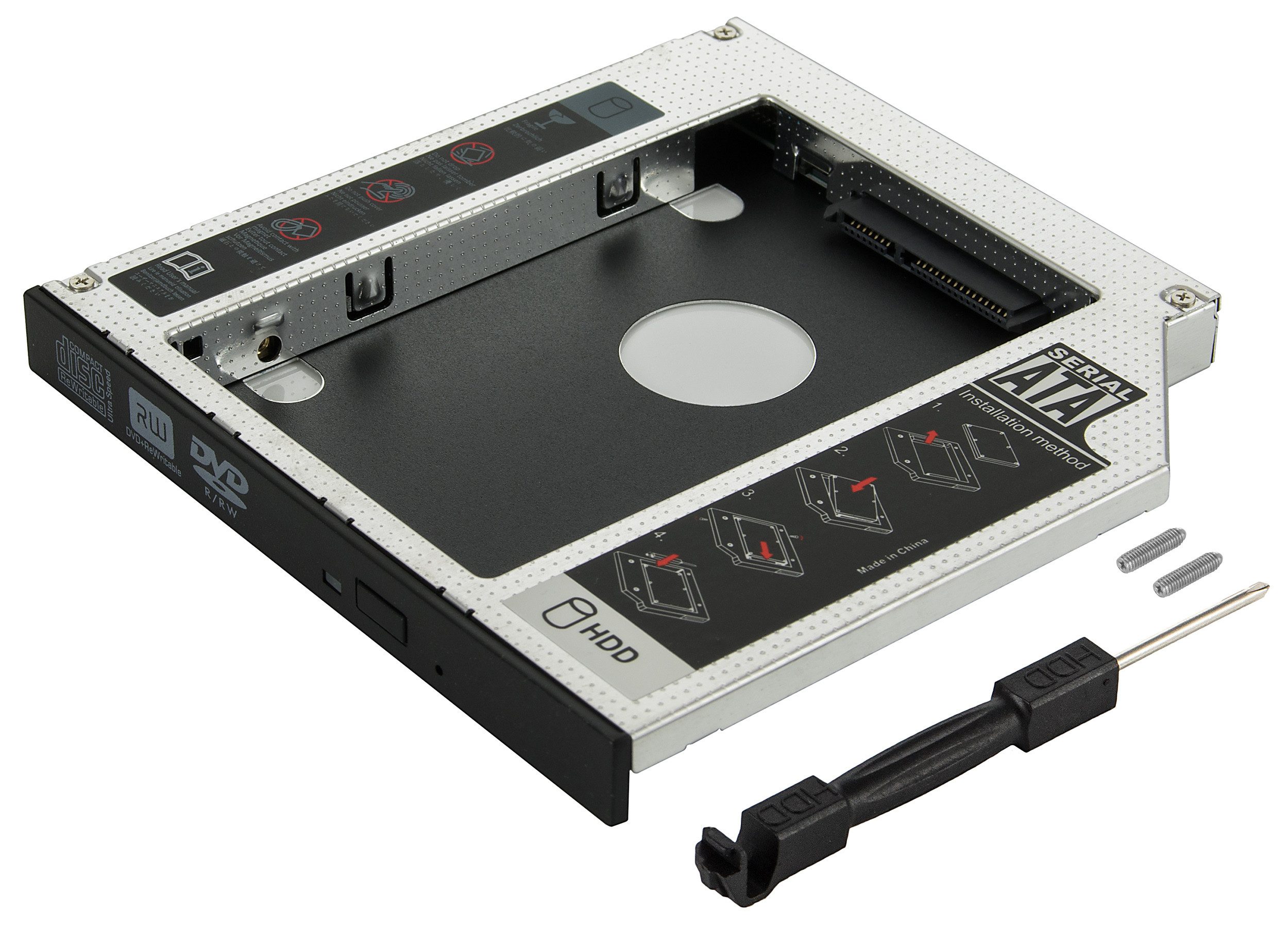 Poppstar Festplatten-Einbaurahmen Notebook Laufwerksrahmen/Laufwerksschacht für SSD/HDD, Höhe 12,7mm - Laufwerk Caddy für 2,5" SSD/HDDs von 7mm bis 12,5mm